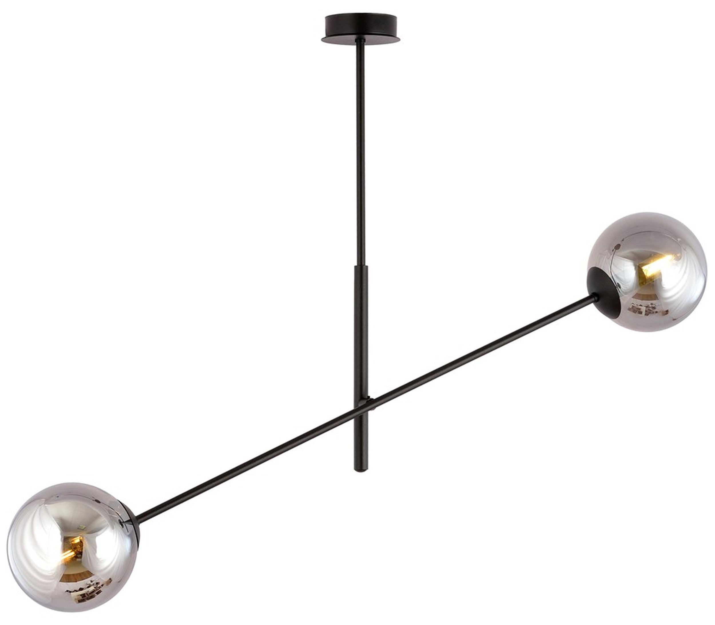 Lampa sufitowa Linear czarna z grafitowymi kloszami x2