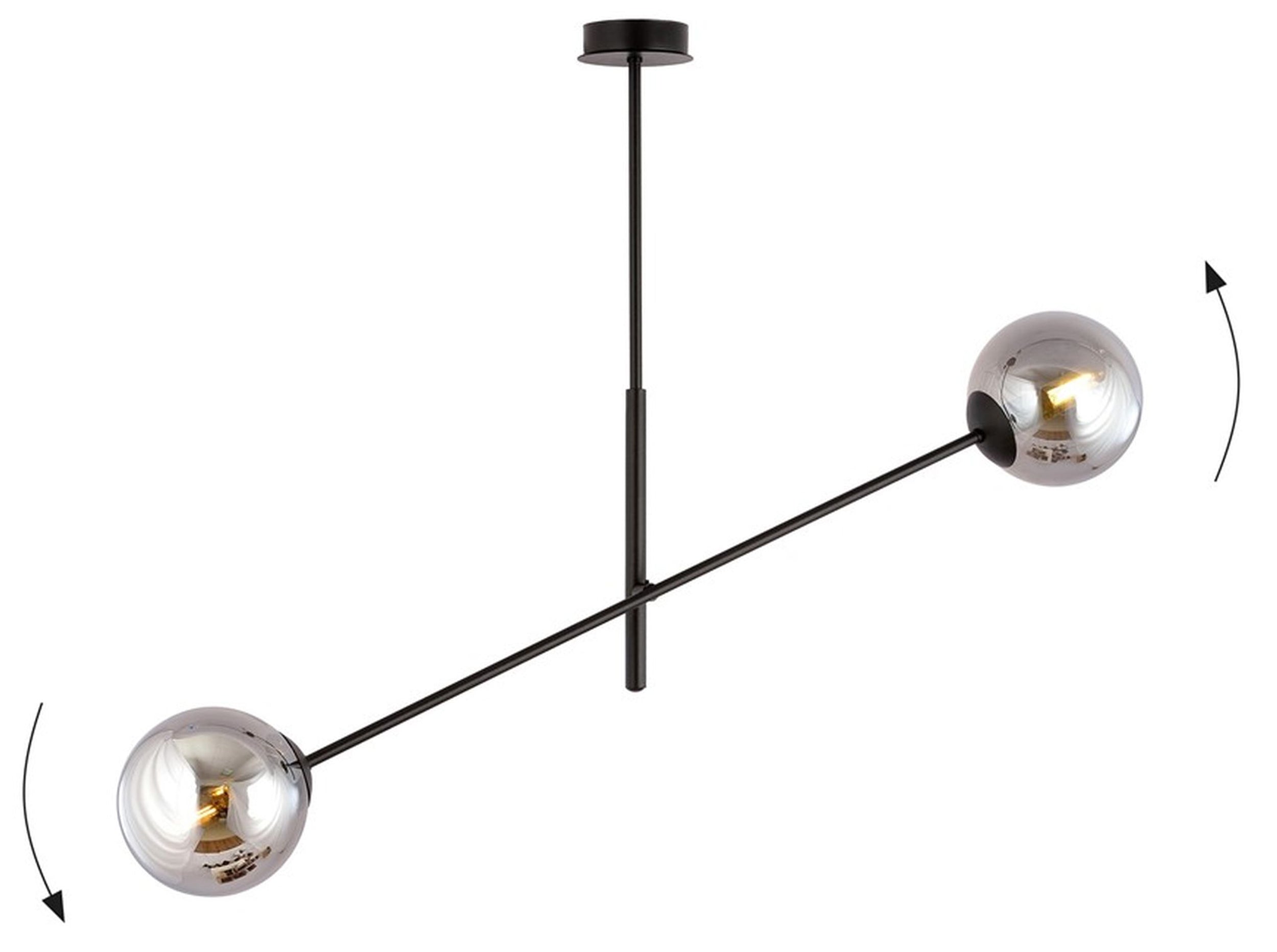 Lampa sufitowa Linear czarna z grafitowymi kloszami x2