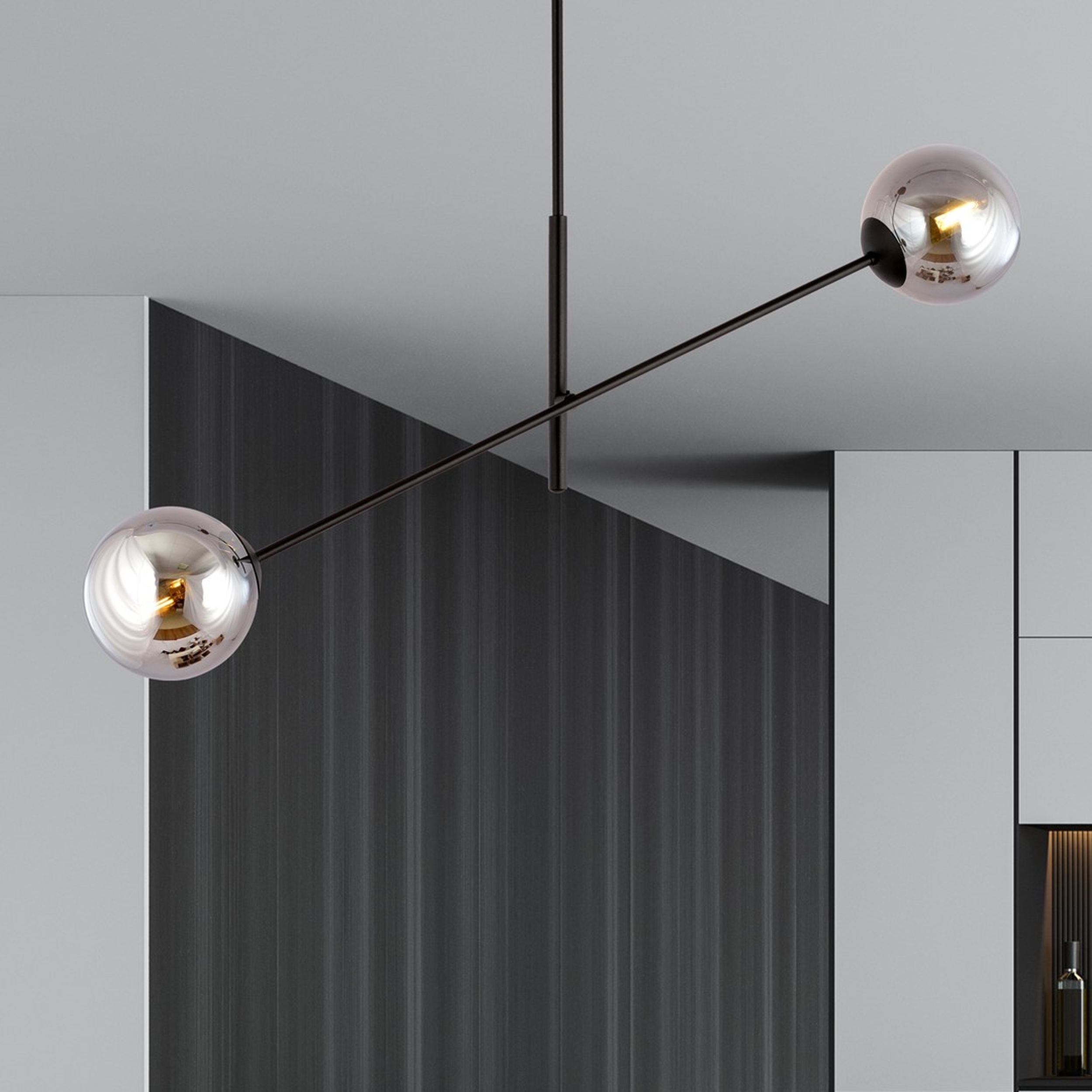 Lampa sufitowa Linear czarna z grafitowymi kloszami x2