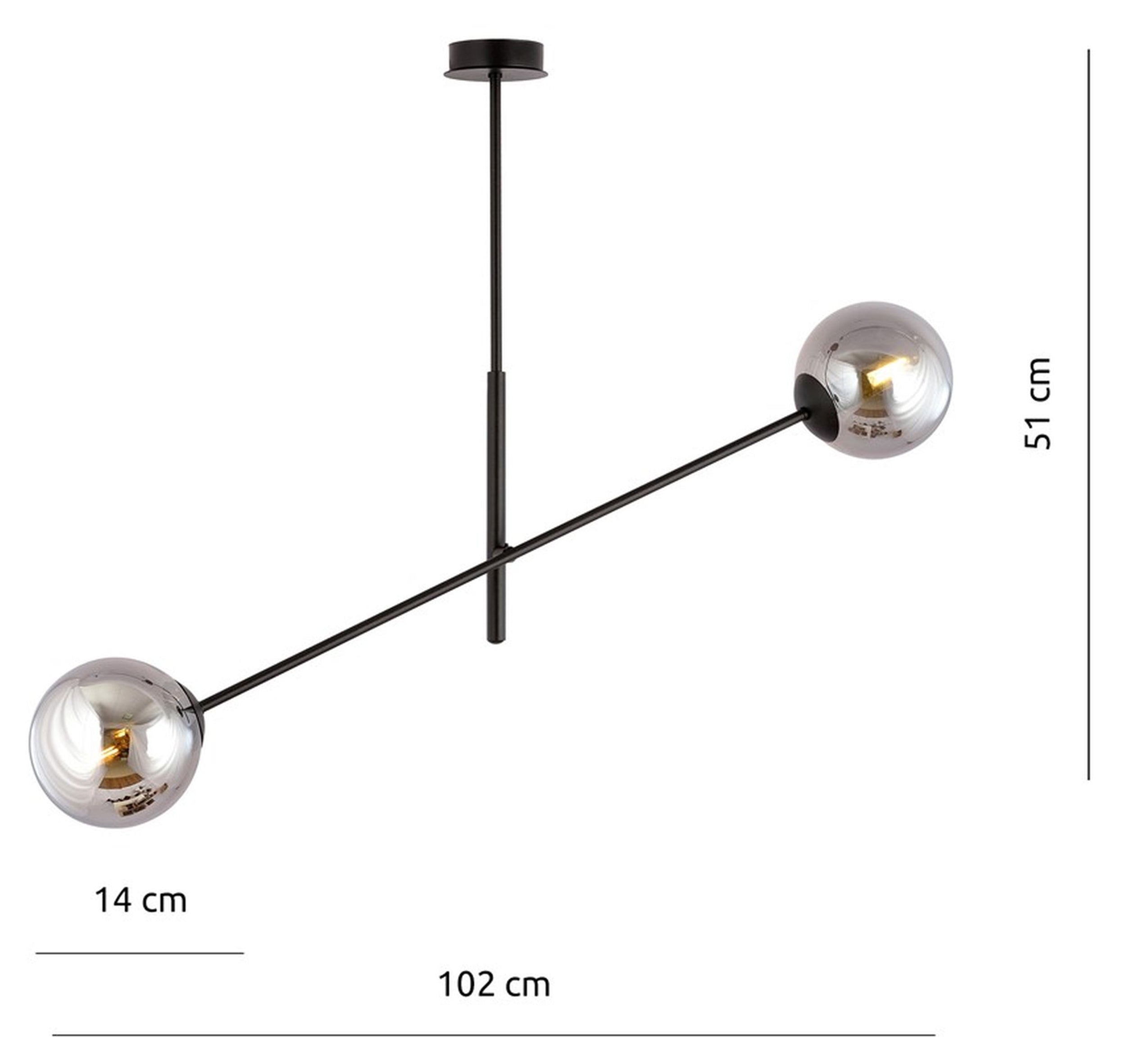 Lampa sufitowa Linear czarna z grafitowymi kloszami x2