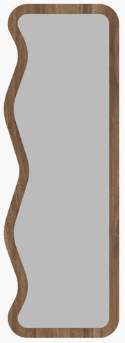 Lustro stojące Asel 160x50 cm w ciemnobrązowej ramie z asymetrycznymi falami