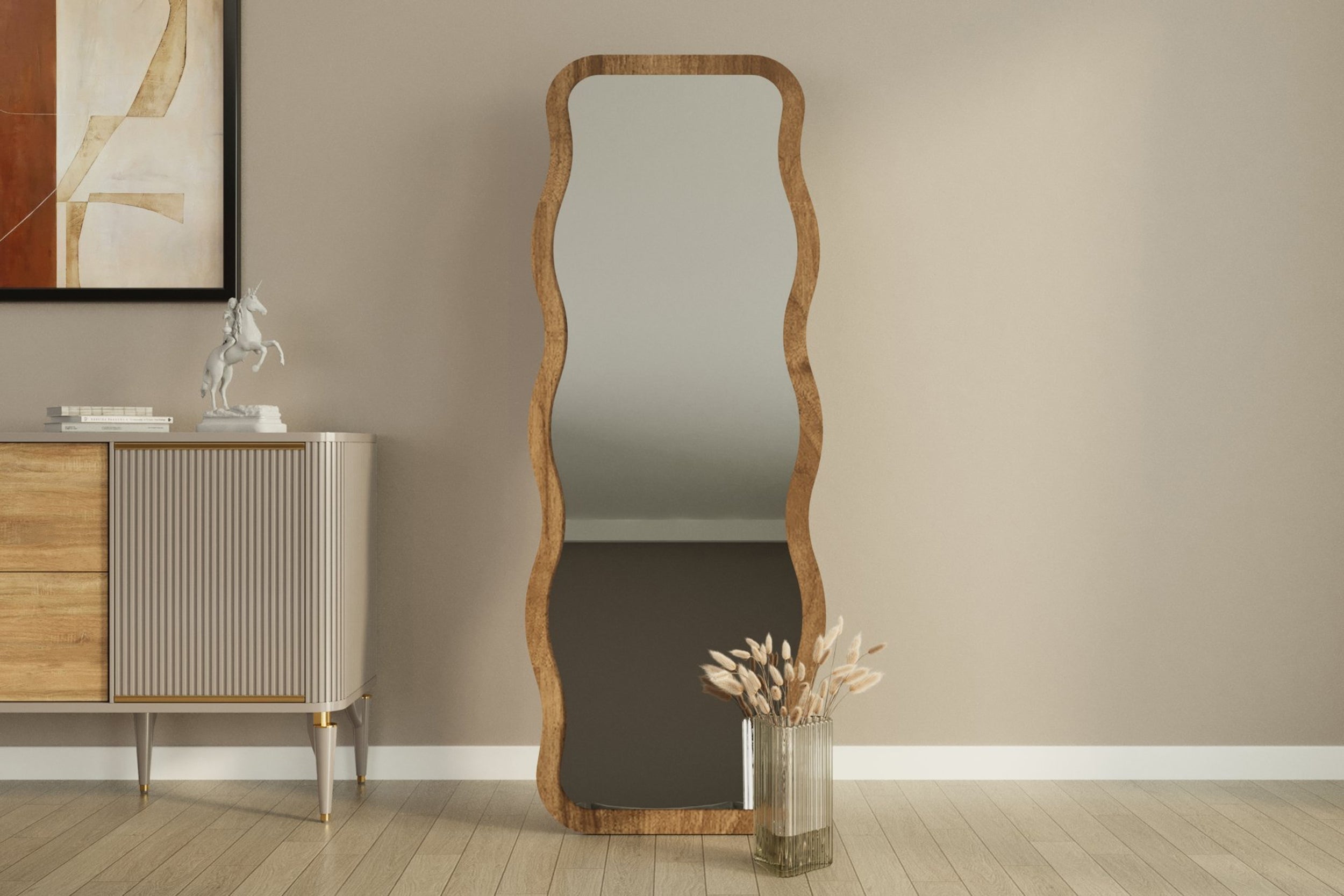 Lustro stojące Aror 160x50 cm w ciemnobrązowej ramie