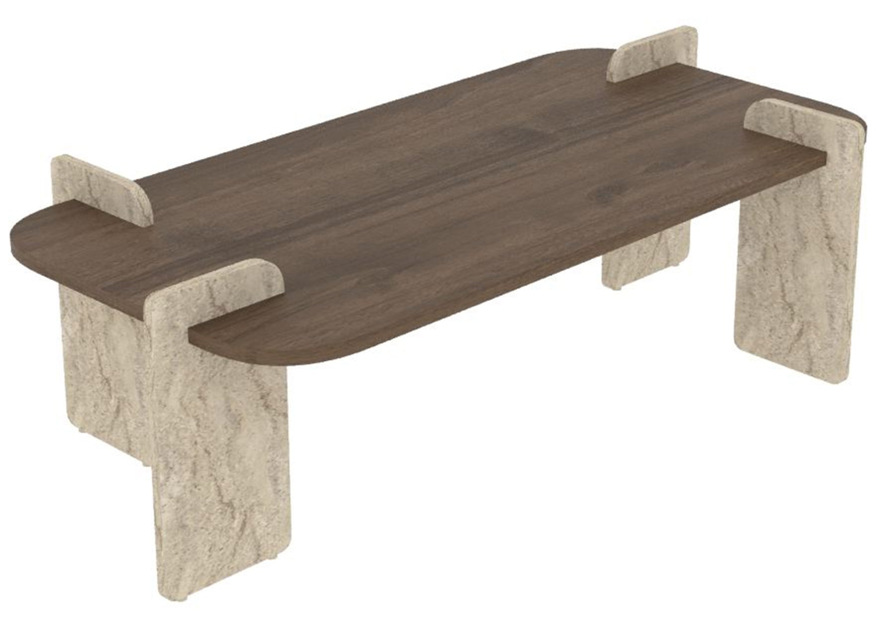 Stolik kawowy Afrolli 120x60 cm orzech z nogami trawertyn