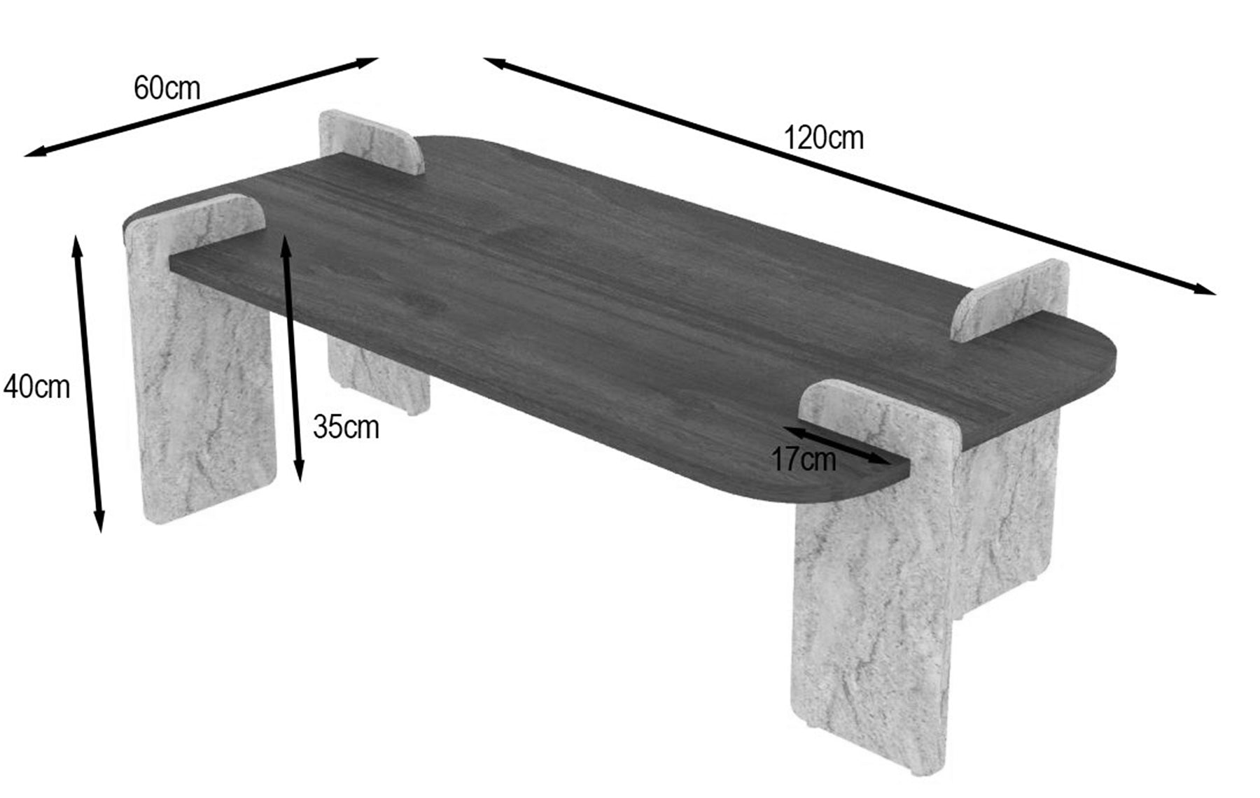 Stolik kawowy Afrolli 120x60 cm trawertyn