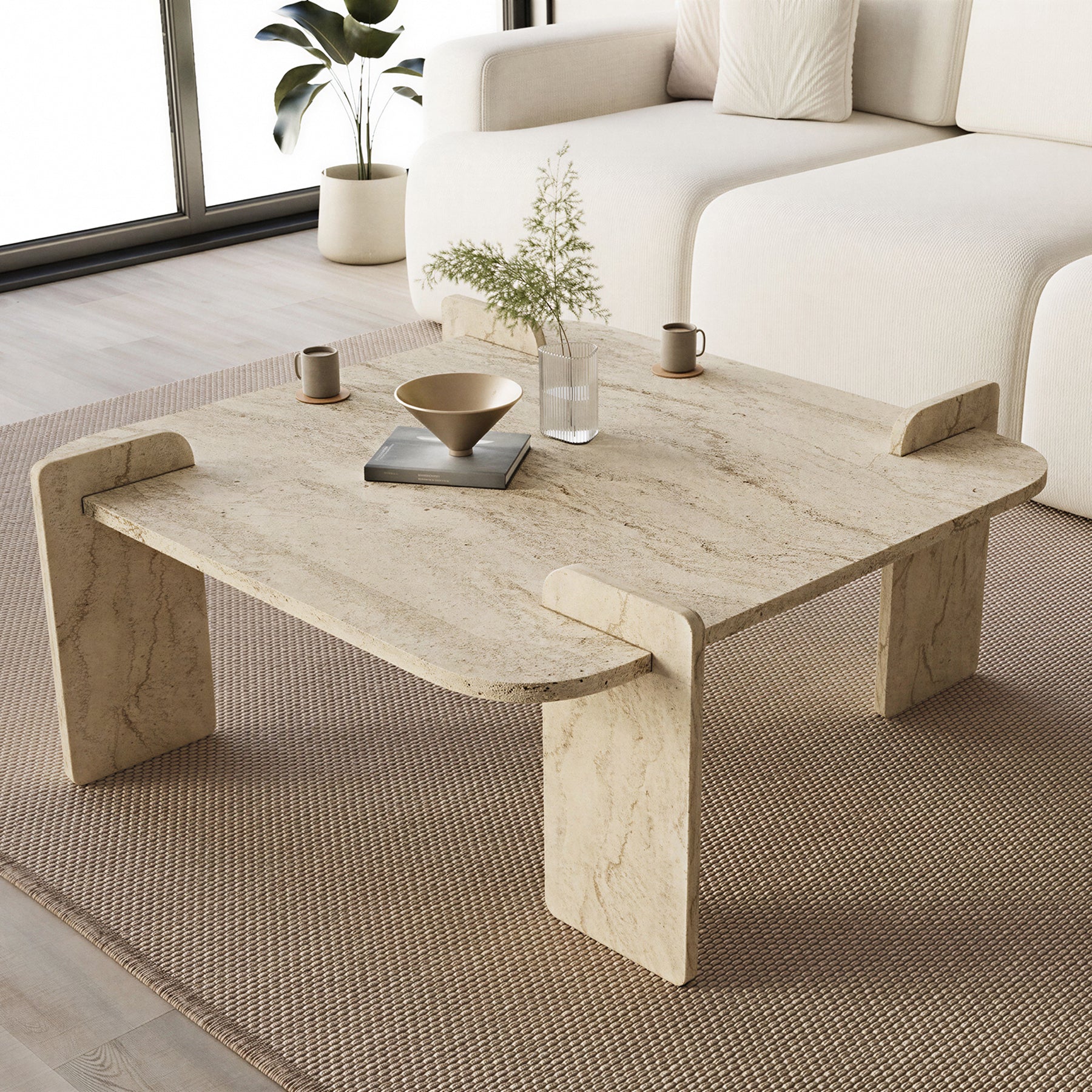 Stolik kawowy Afrolli 90x90 cm trawertyn