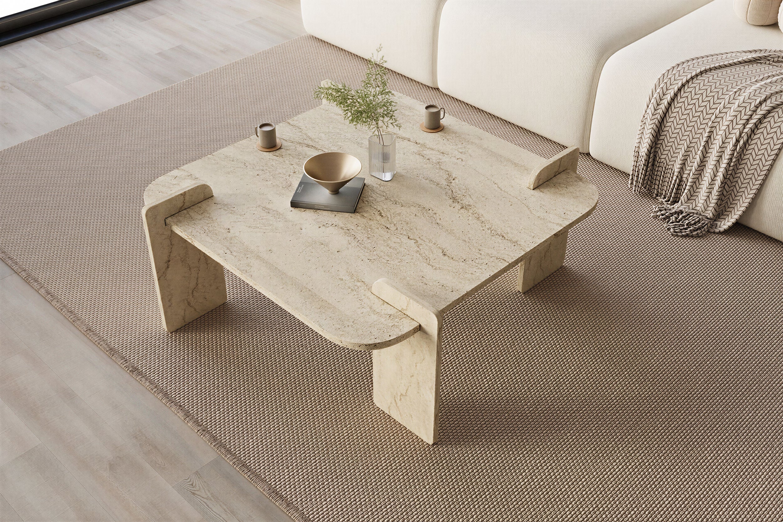 Stolik kawowy Afrolli 90x90 cm trawertyn