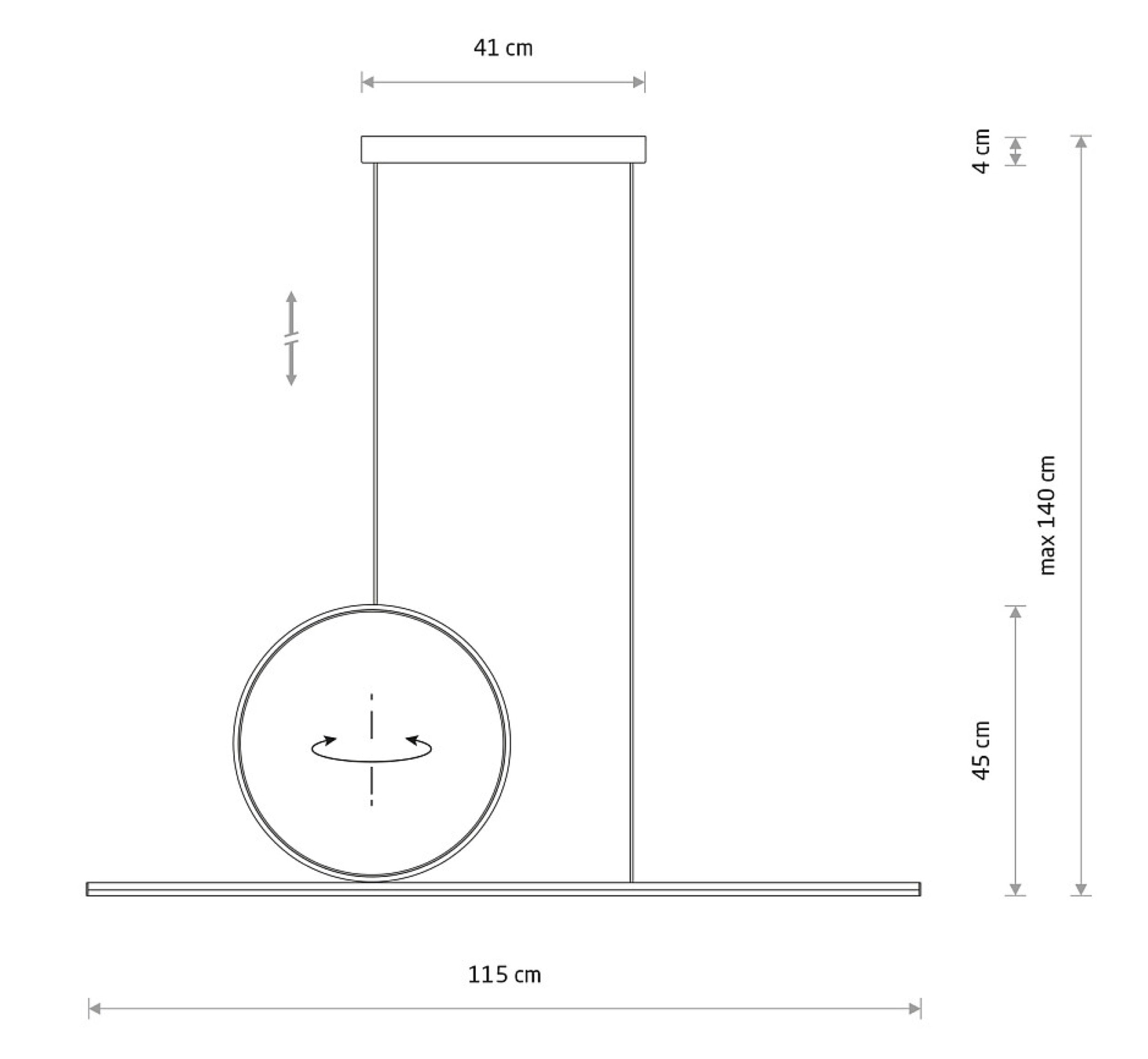 Lampa wisząca Lineo LED 115x140 cm czarna