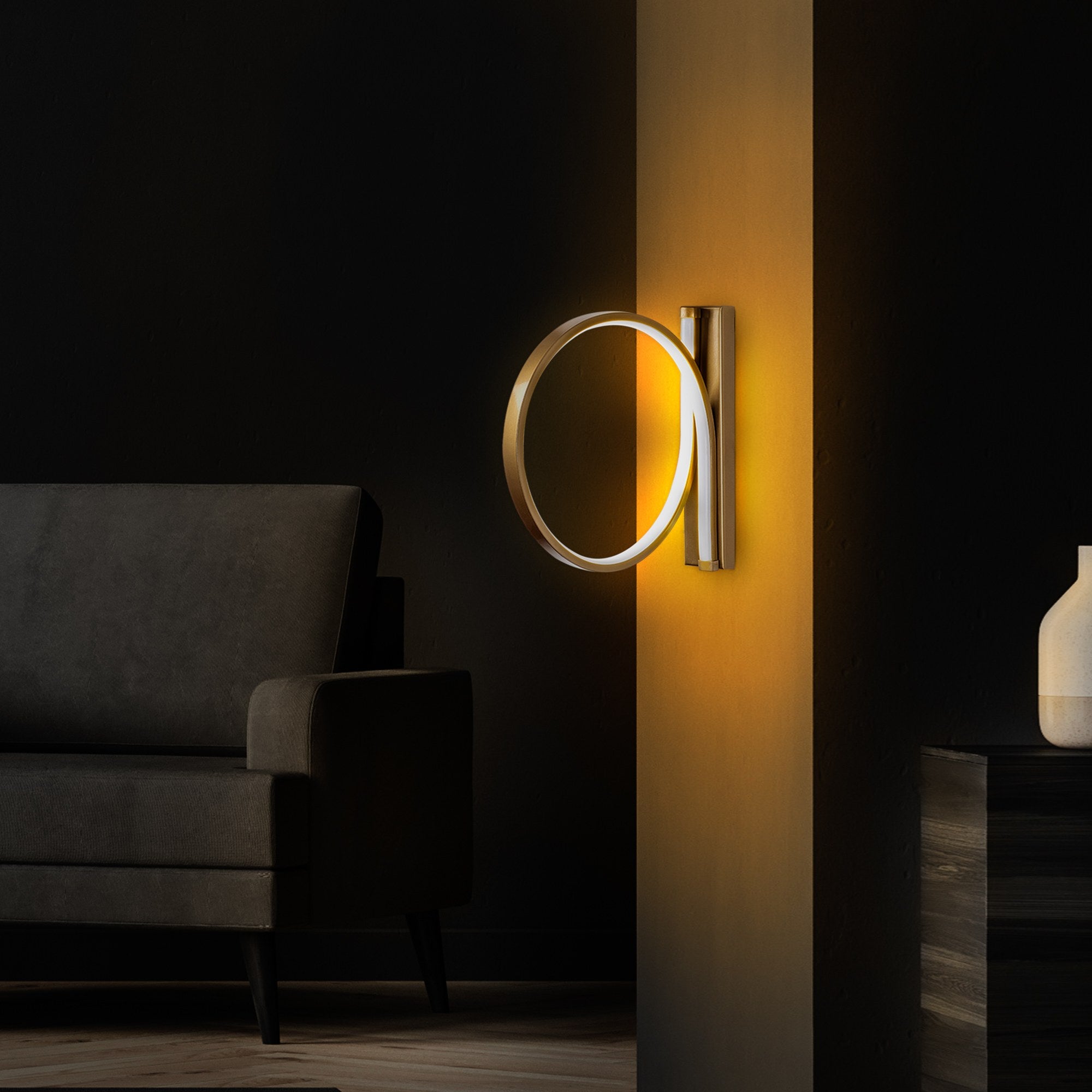 Lampa ścienna Soyally średnica 30 cm złota