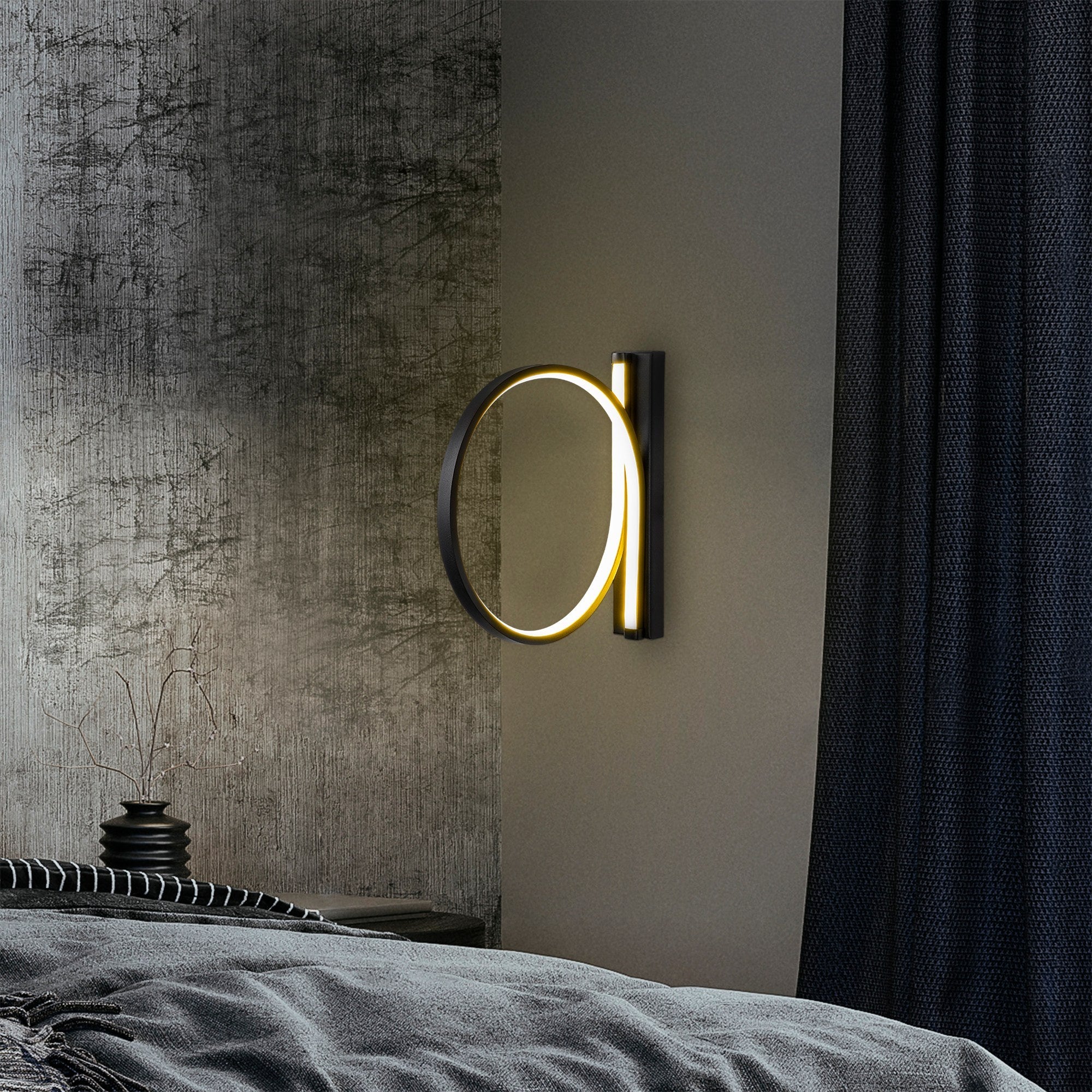 Lampa ścienna Soyally średnica 30 cm czarna