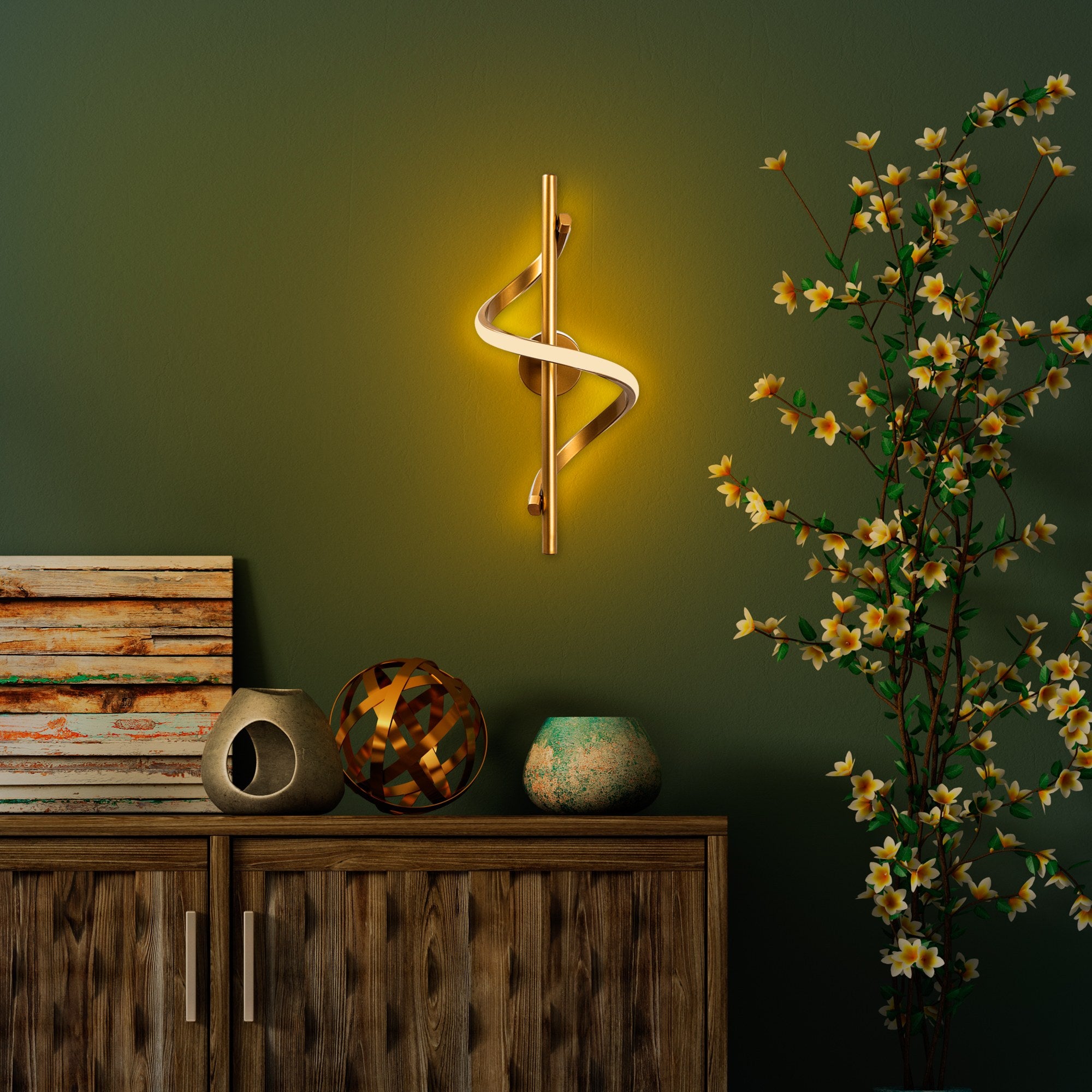 Lampa ścienna Debarrors złota