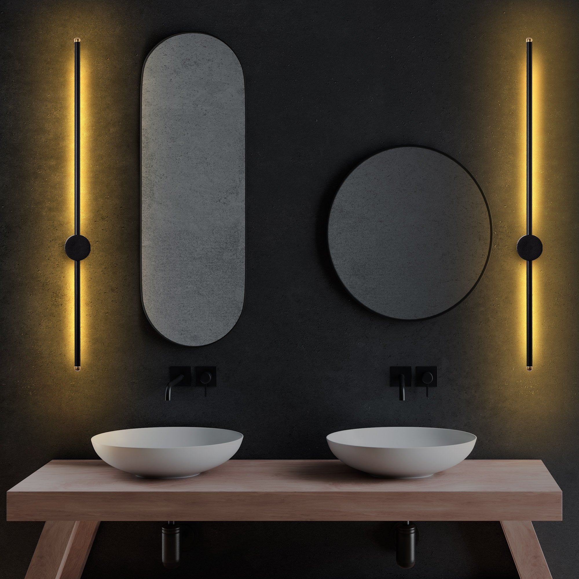 Lampa ścienna Walriefle 91 cm czarna