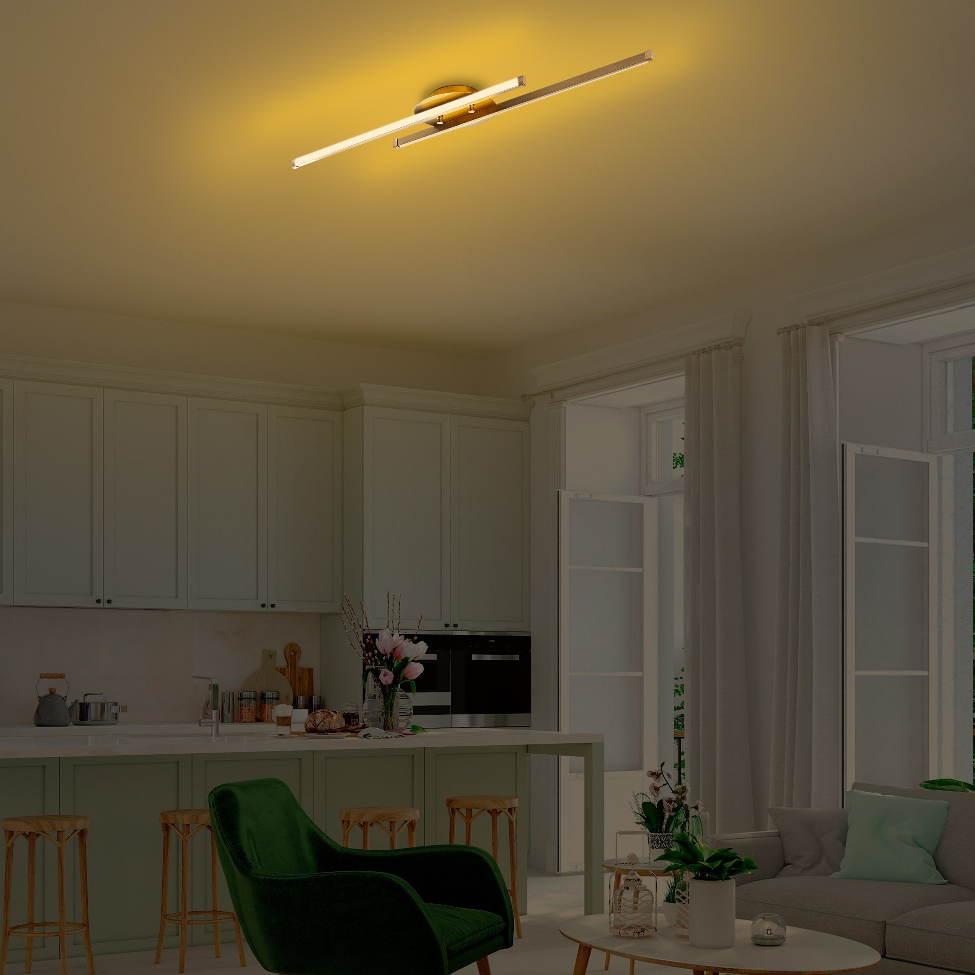 Lampa sufitowa Evilds złota