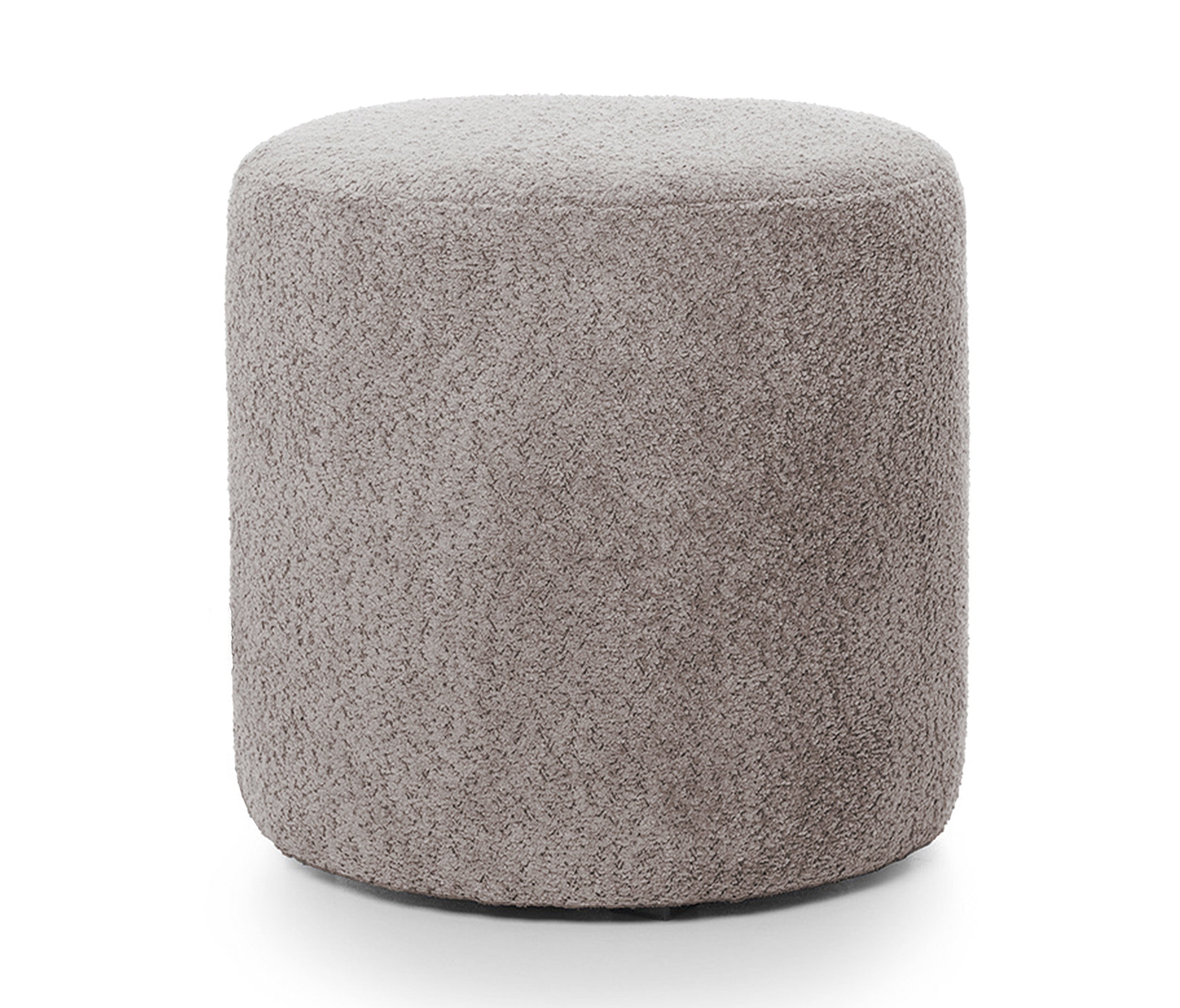 Pufa okrągła Seppio 45 cm szarobrązowa w tkaninie boucle