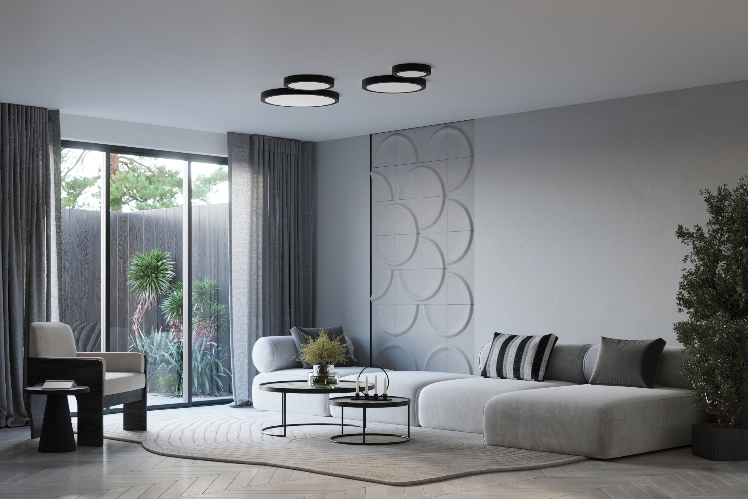 Plafon LED Sellinet średnica 40 cm czarny 3000K
