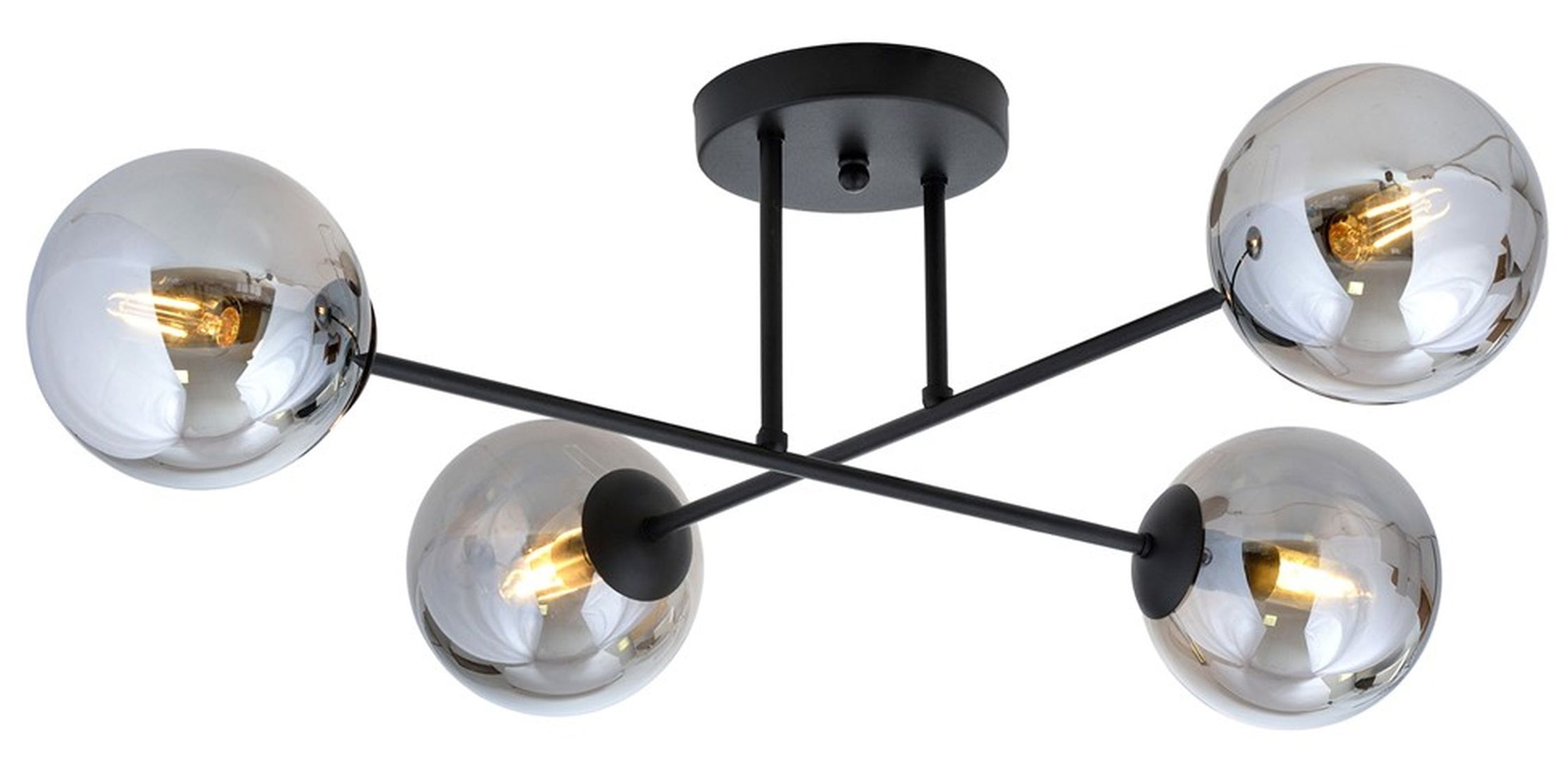 Lampa sufitowa Croisess czarna z grafitowymi kloszami x4