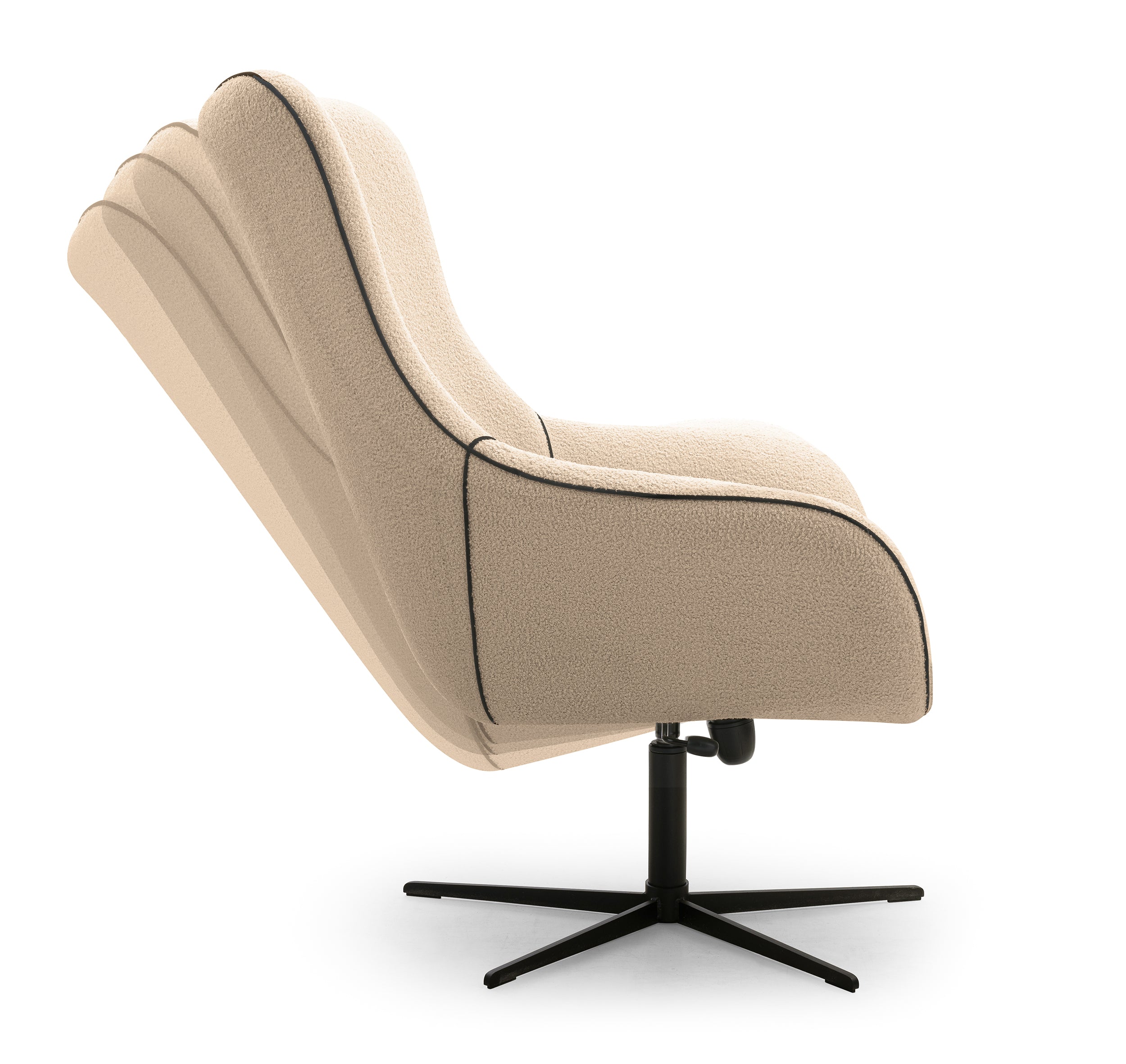 Fotel obrotowy Tumbo w tkaninie boucle beżowy