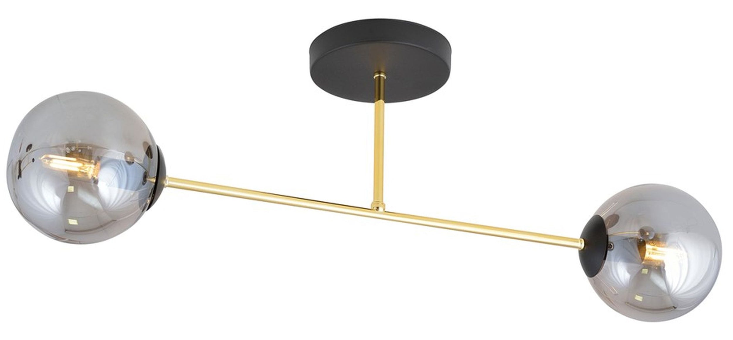 Lampa sufitowa Manngum czarno-złota z grafitowymi kloszami x2