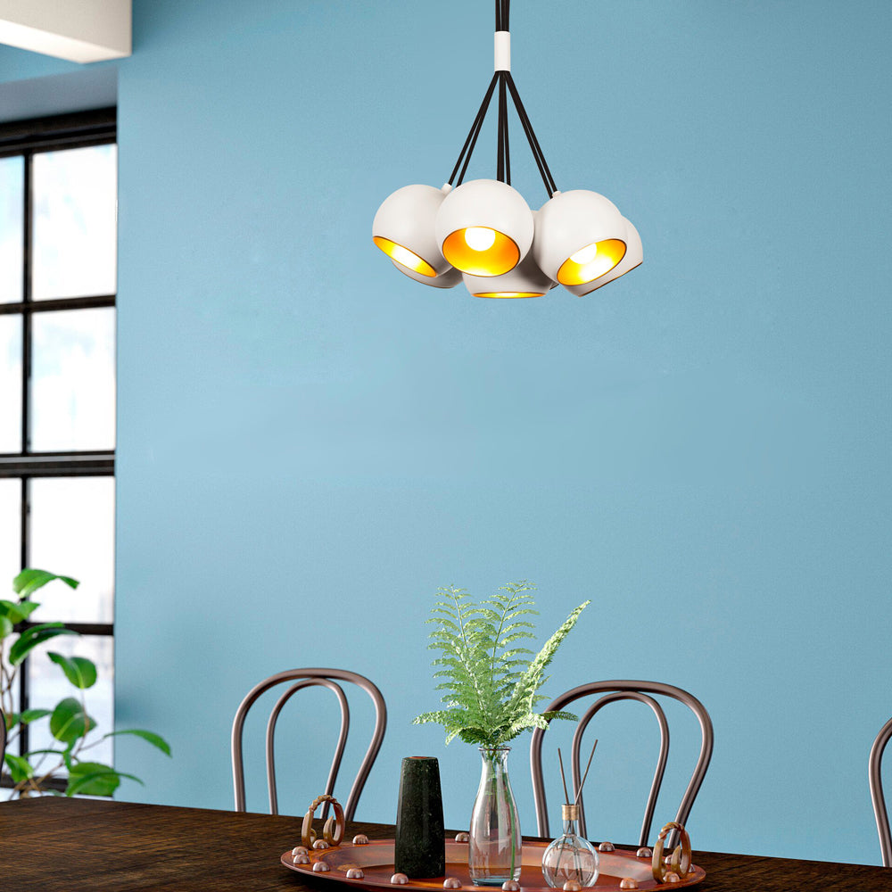 Lampa wisząca Rientaki x5 kule biała