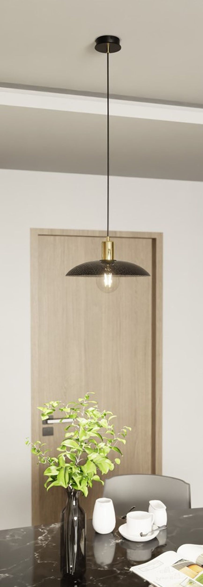 Lampa wisząca Sparitt z ażurowym kloszem czarna/złota x1