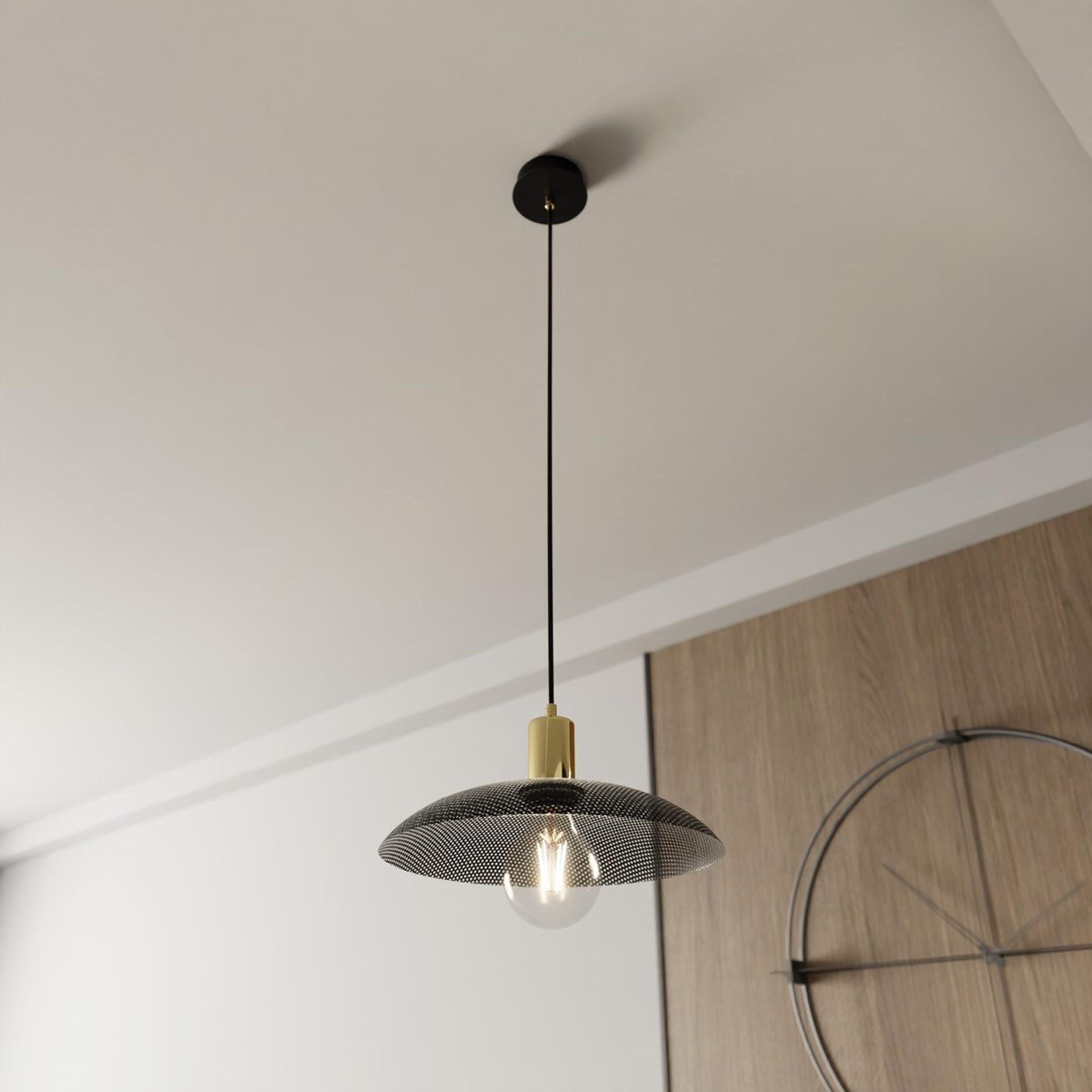 Lampa wisząca Sparitt z ażurowym kloszem czarna/złota x1