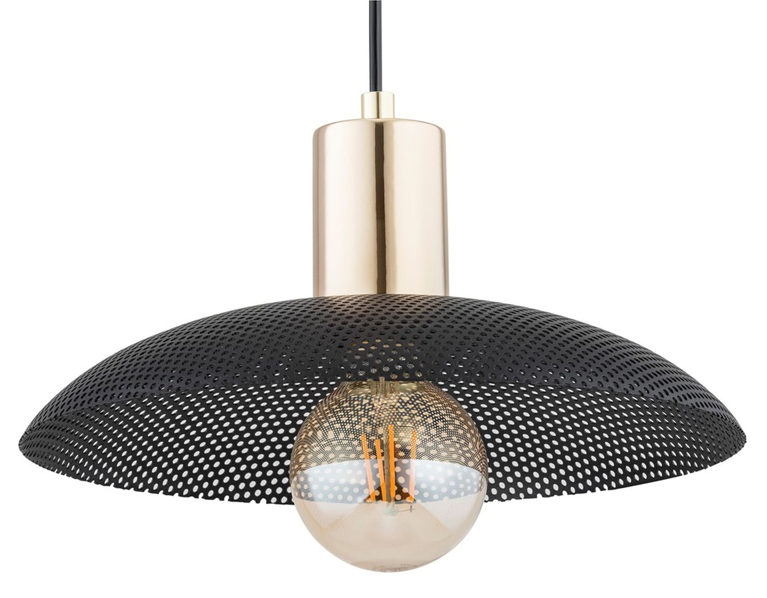 Lampa wisząca Sparitt z ażurowym kloszem czarna/złota x1