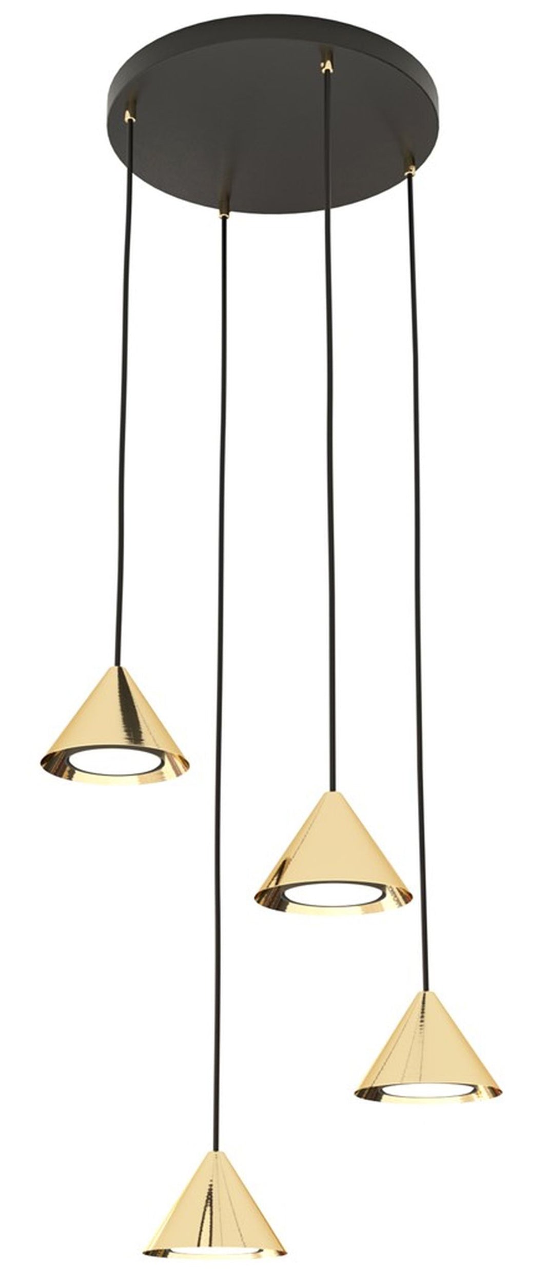 Lampa wisząca Elit czarna/złota na okrągłej podsufitce x4