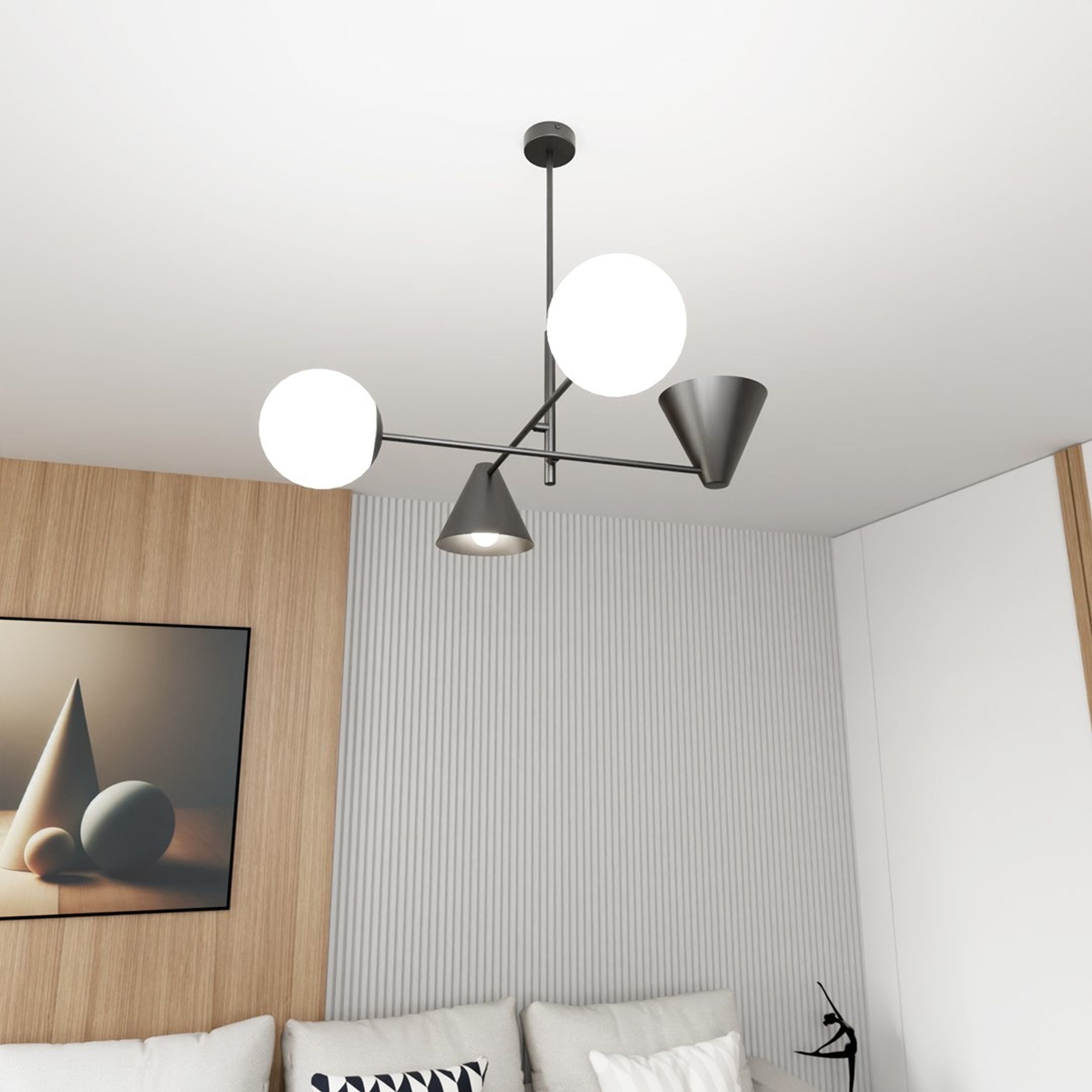Lampa wisząca Hermesen czarna x4