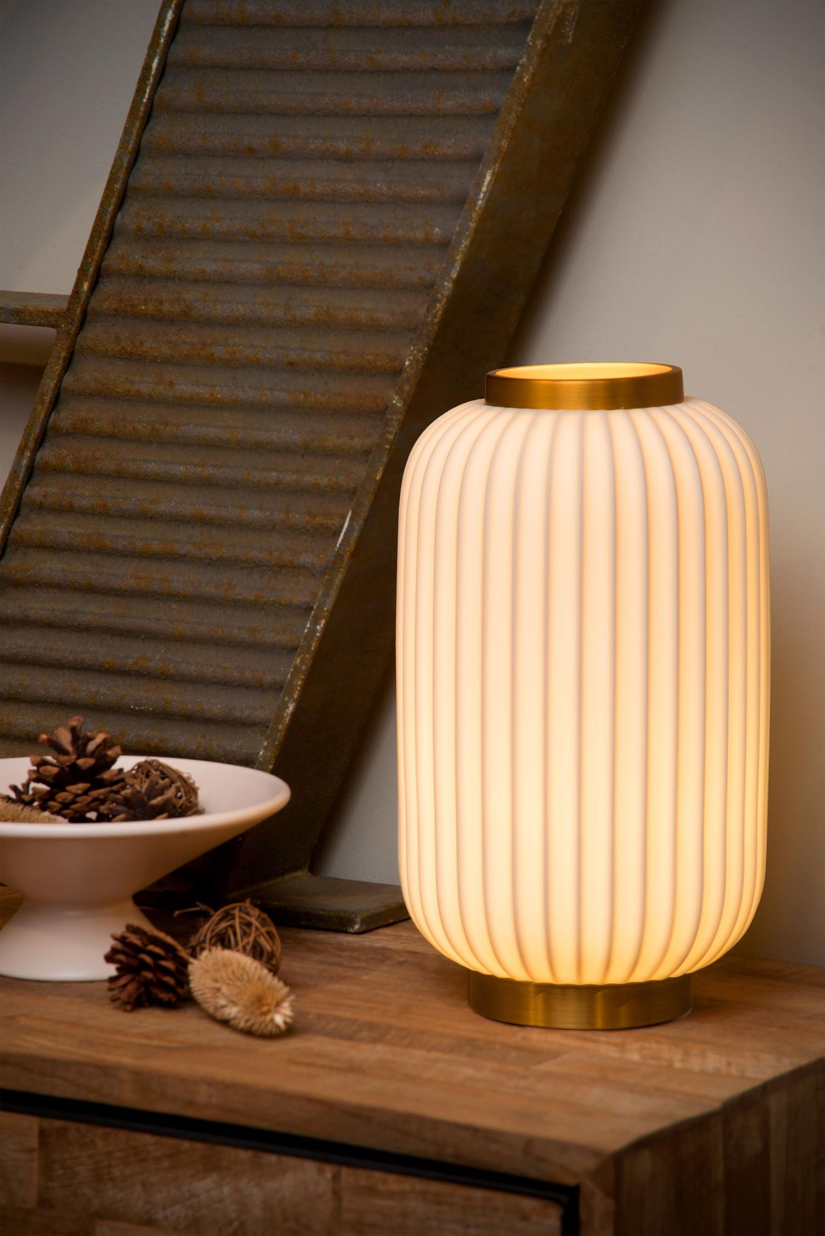 Lampa stołowa Gosse 34 cm złoto-biała