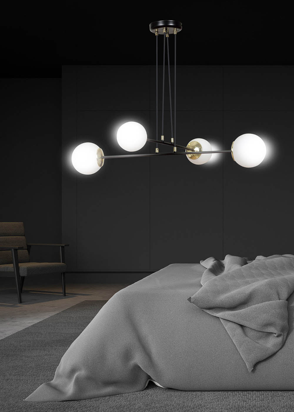 Lampa wisząca Rivarolo czarna x4