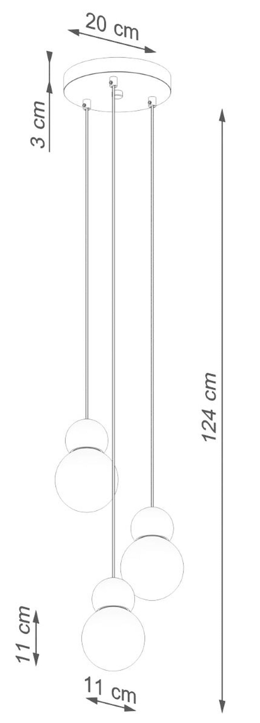 Lampa wisząca Pekka x3 na okrągłej podsufitce biała/naturalne drewno