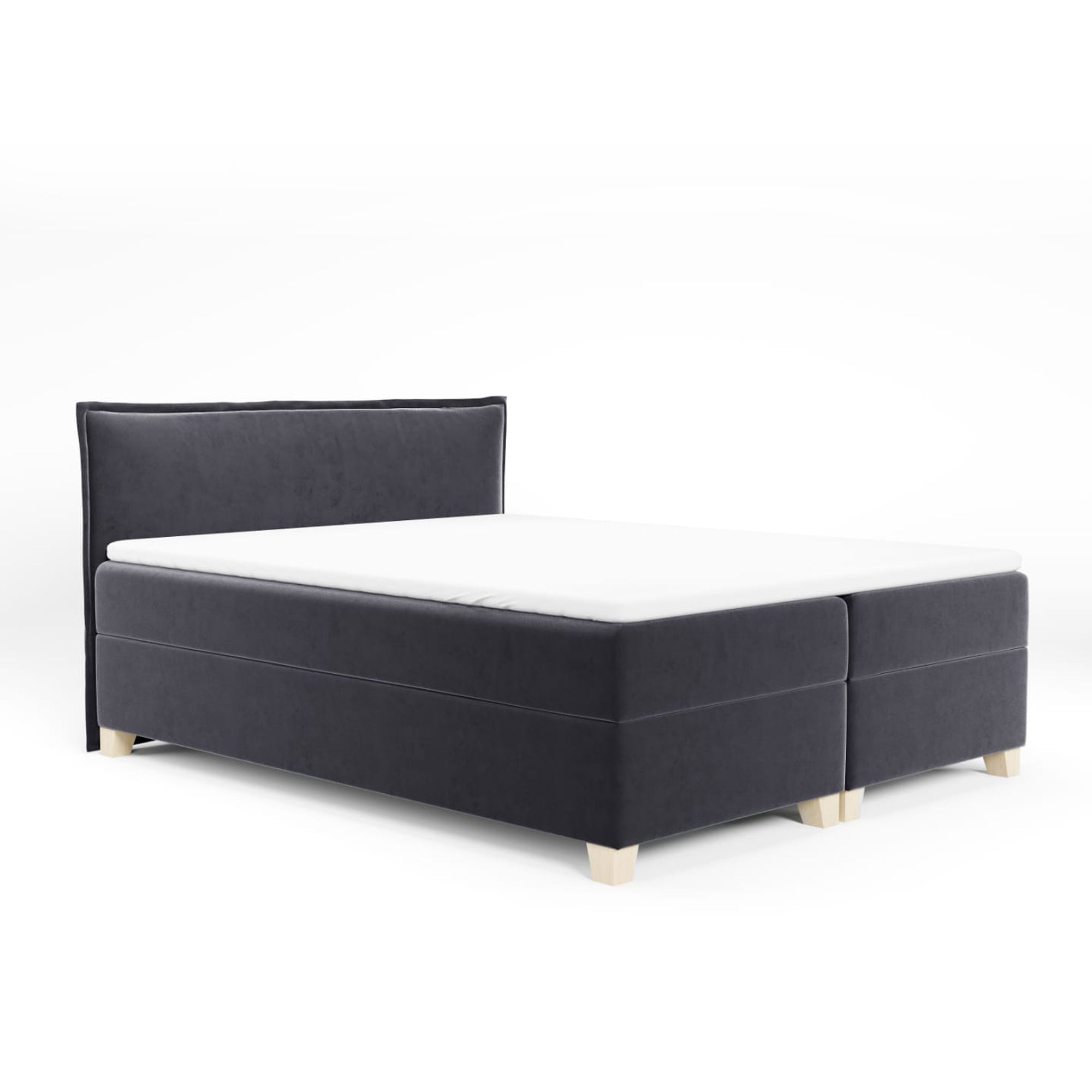 Łóżko kontynentalne 160x200 cm Froncle z pojemnikami i topperem szare