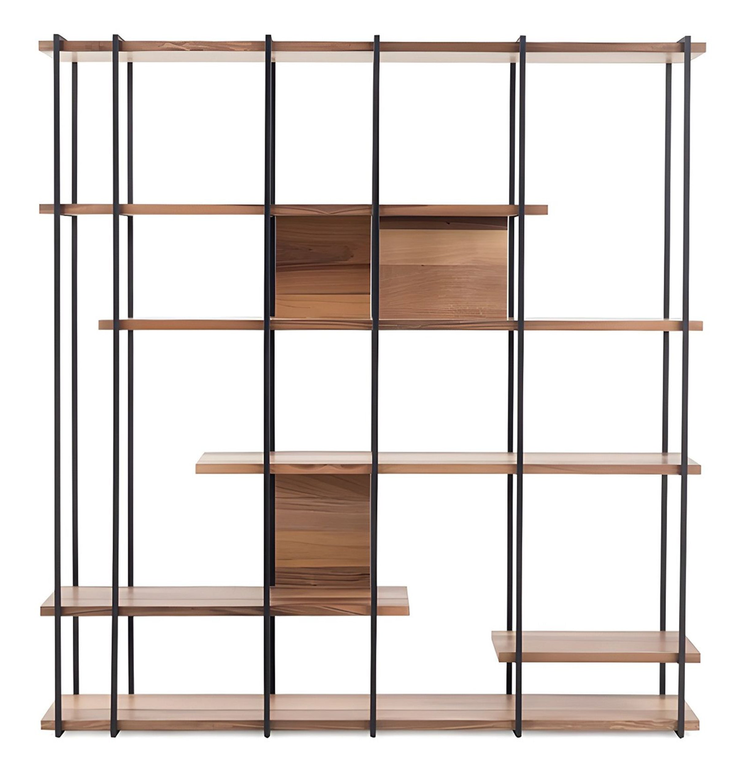 Regał otwarty Bullene 170x180 cm orzech z czarną ramą