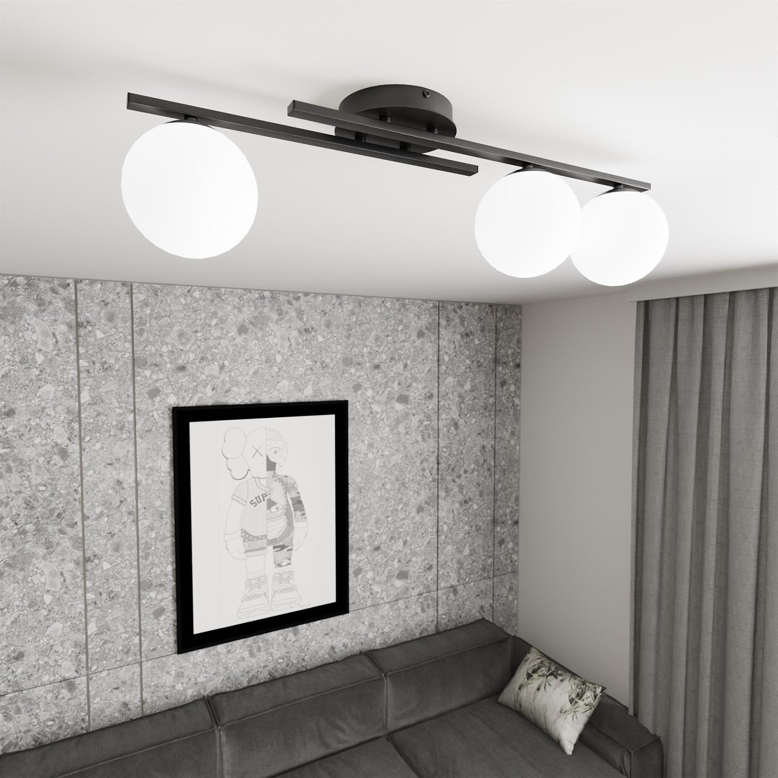 Lampa wisząca Kairo x3 czerń/biel