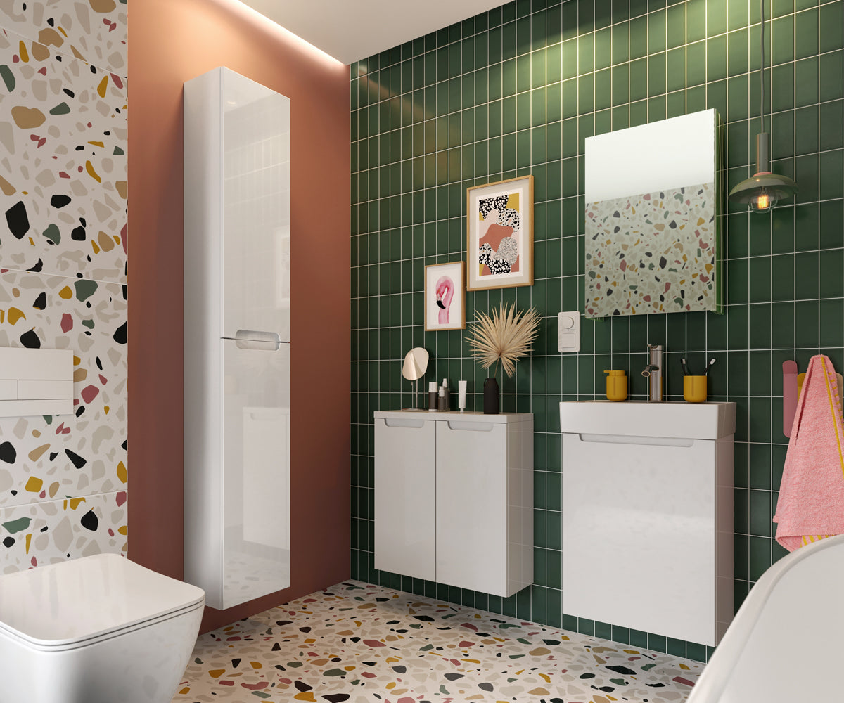 Szafka pod umywalkę Saeli wisząca biały połysk 39x22 cm