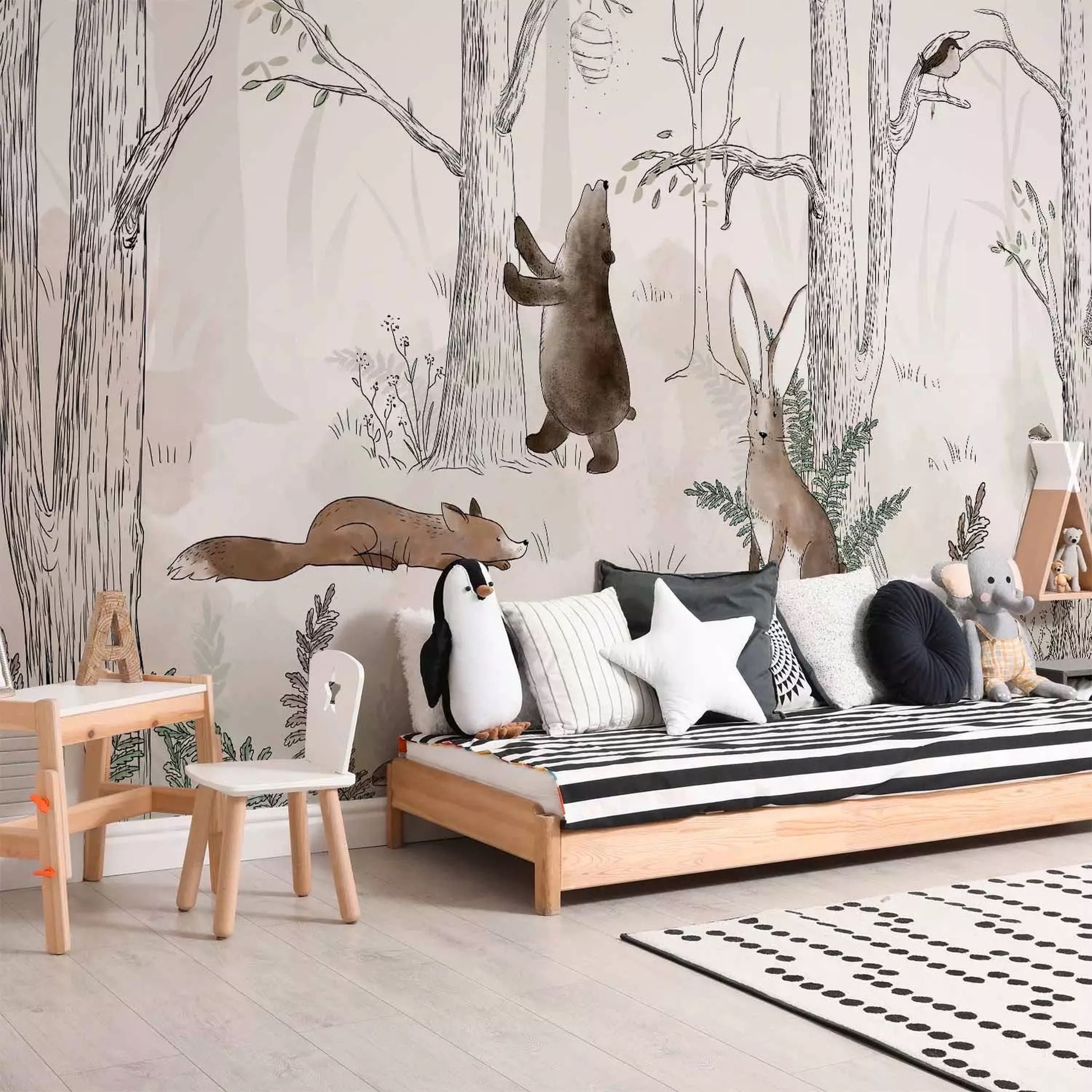 Fototapeta Rysowany las 350x256 cm na białym tle