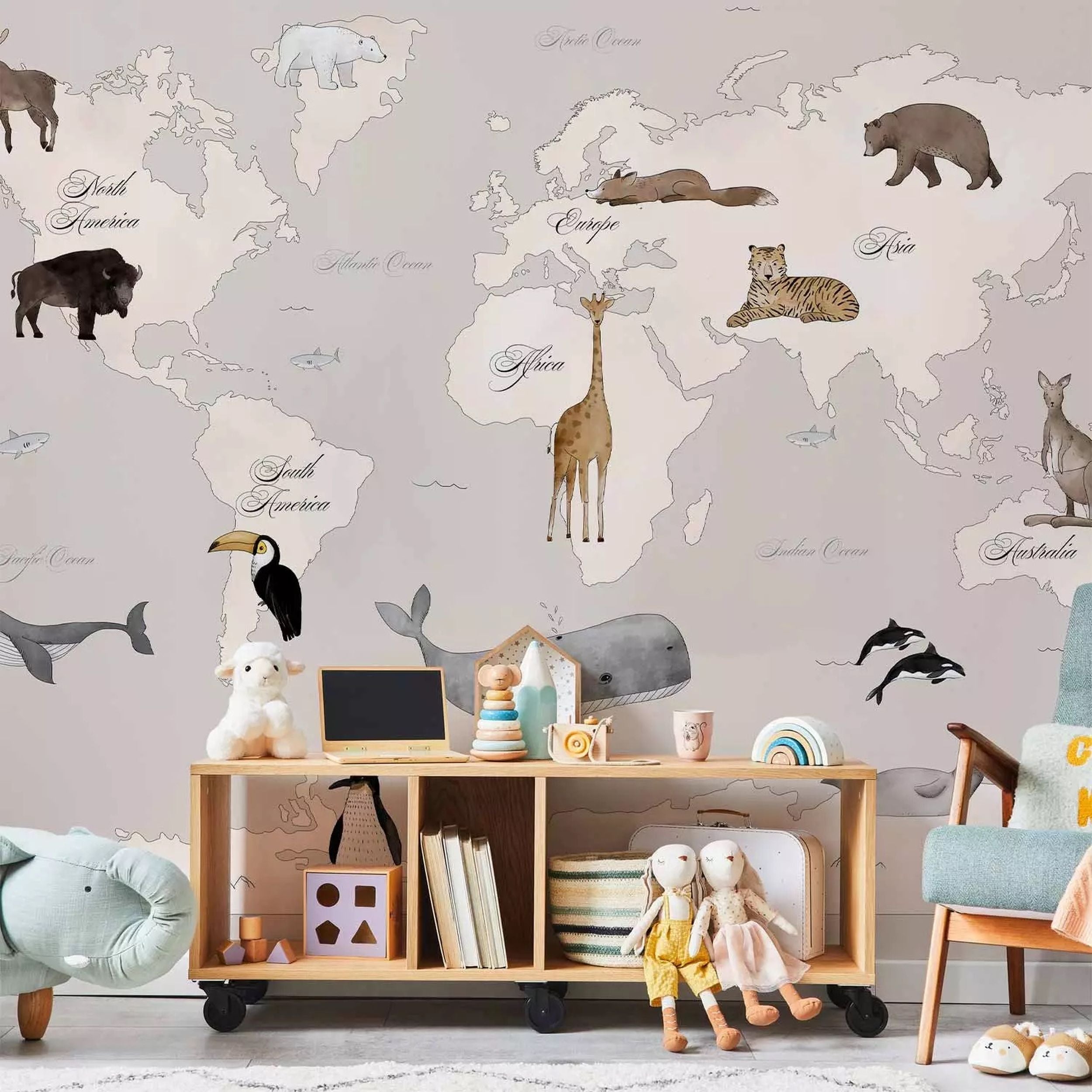 Fototapeta Mapa świata dla dzieci 350x256 cm