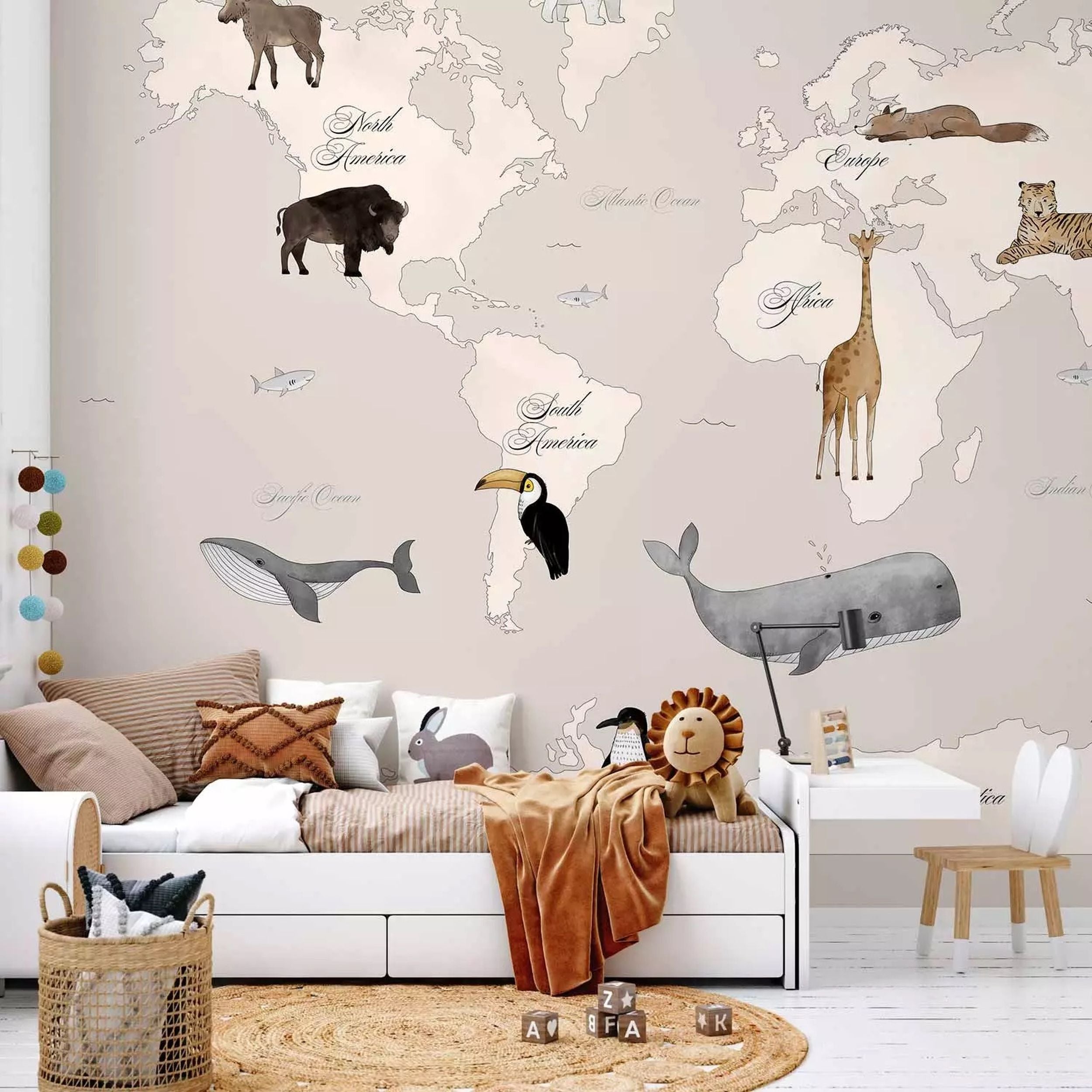Fototapeta Mapa świata dla dzieci 350x256 cm