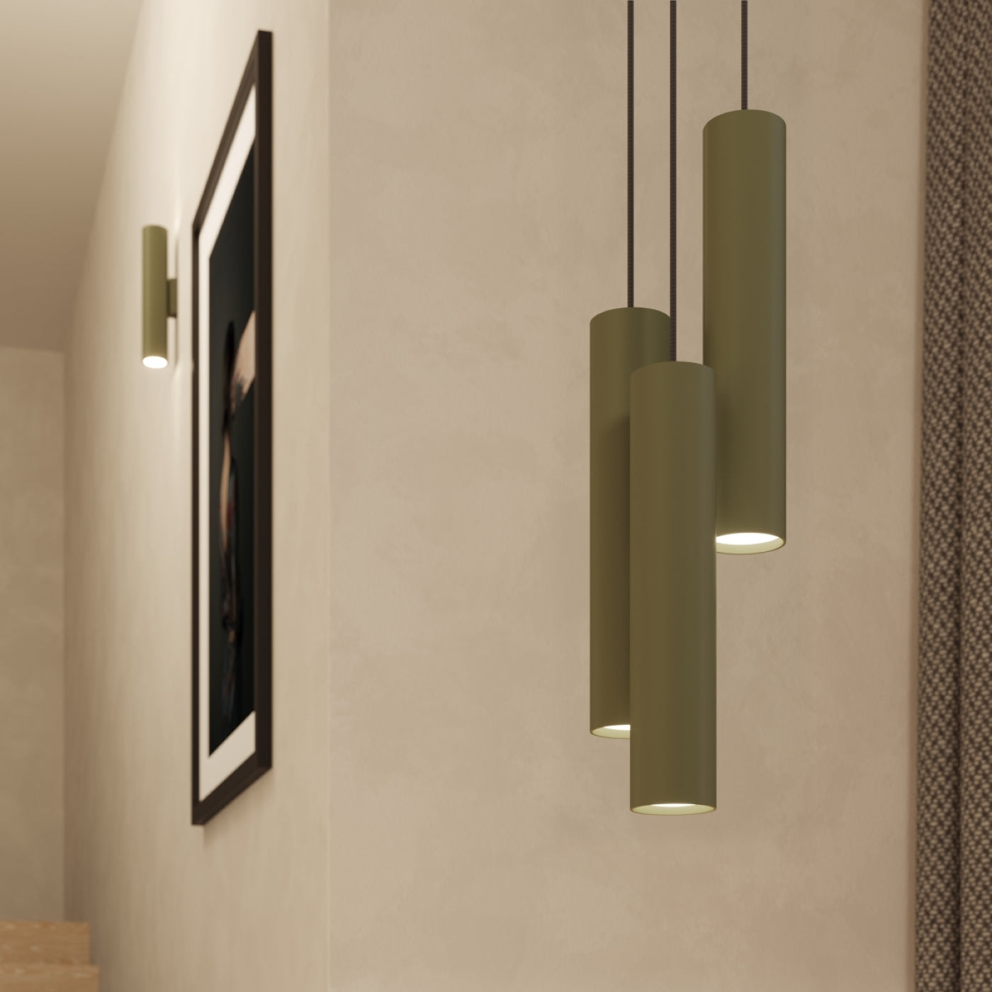 Lampa wisząca Lagos 3P zielona oliwka