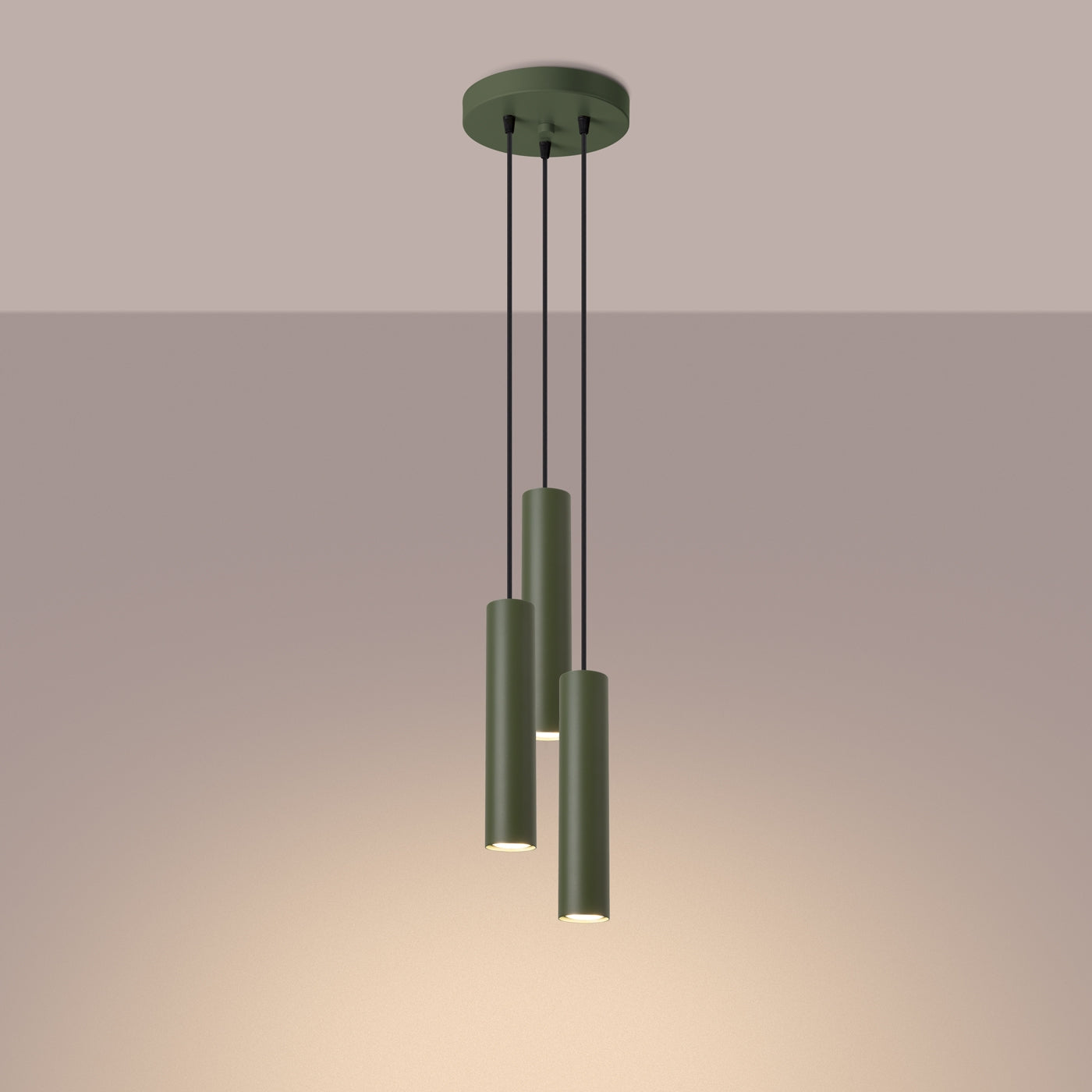 Lampa wisząca Lagos 3P zielona oliwka