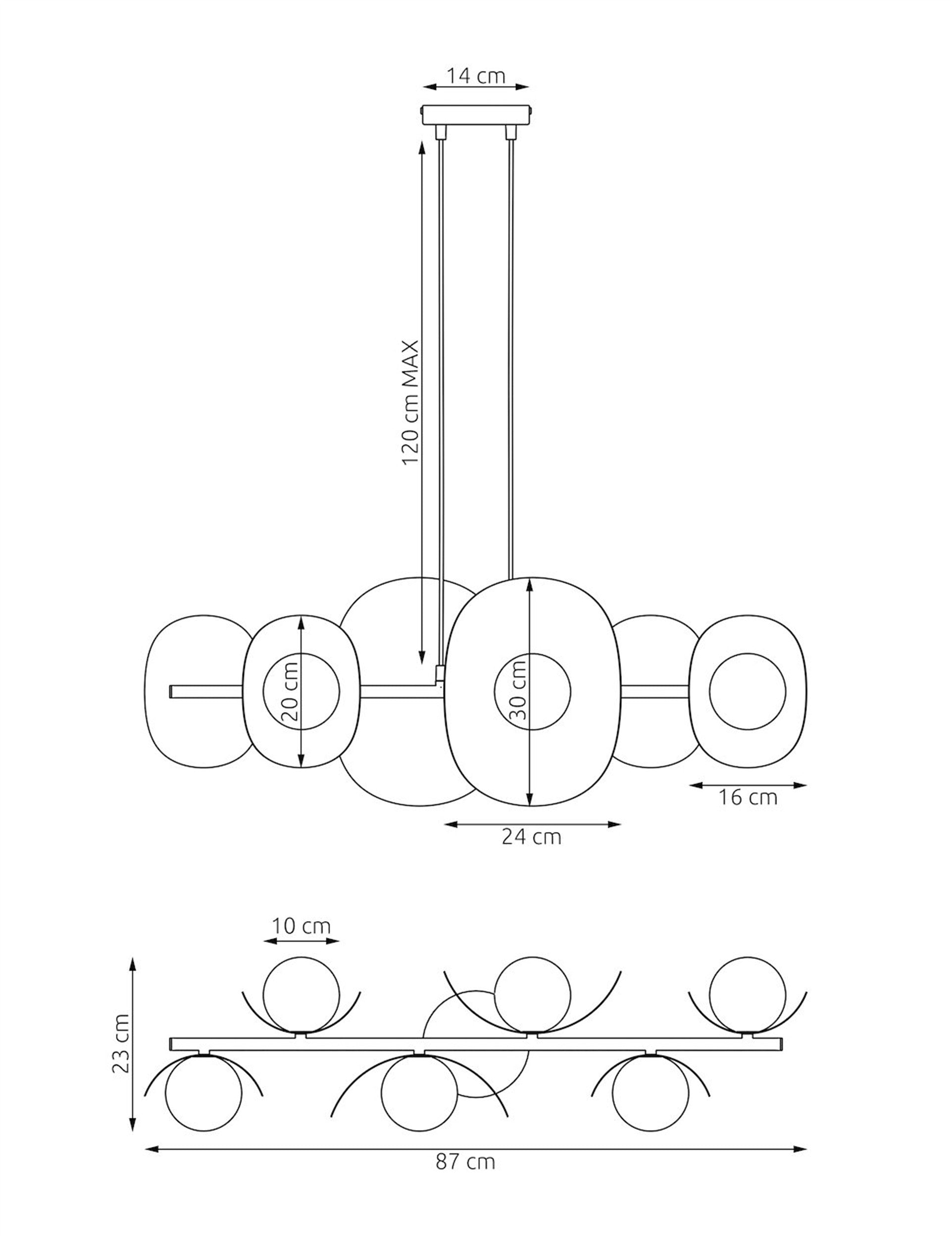 Lampa wisząca Elementi x6 czarna