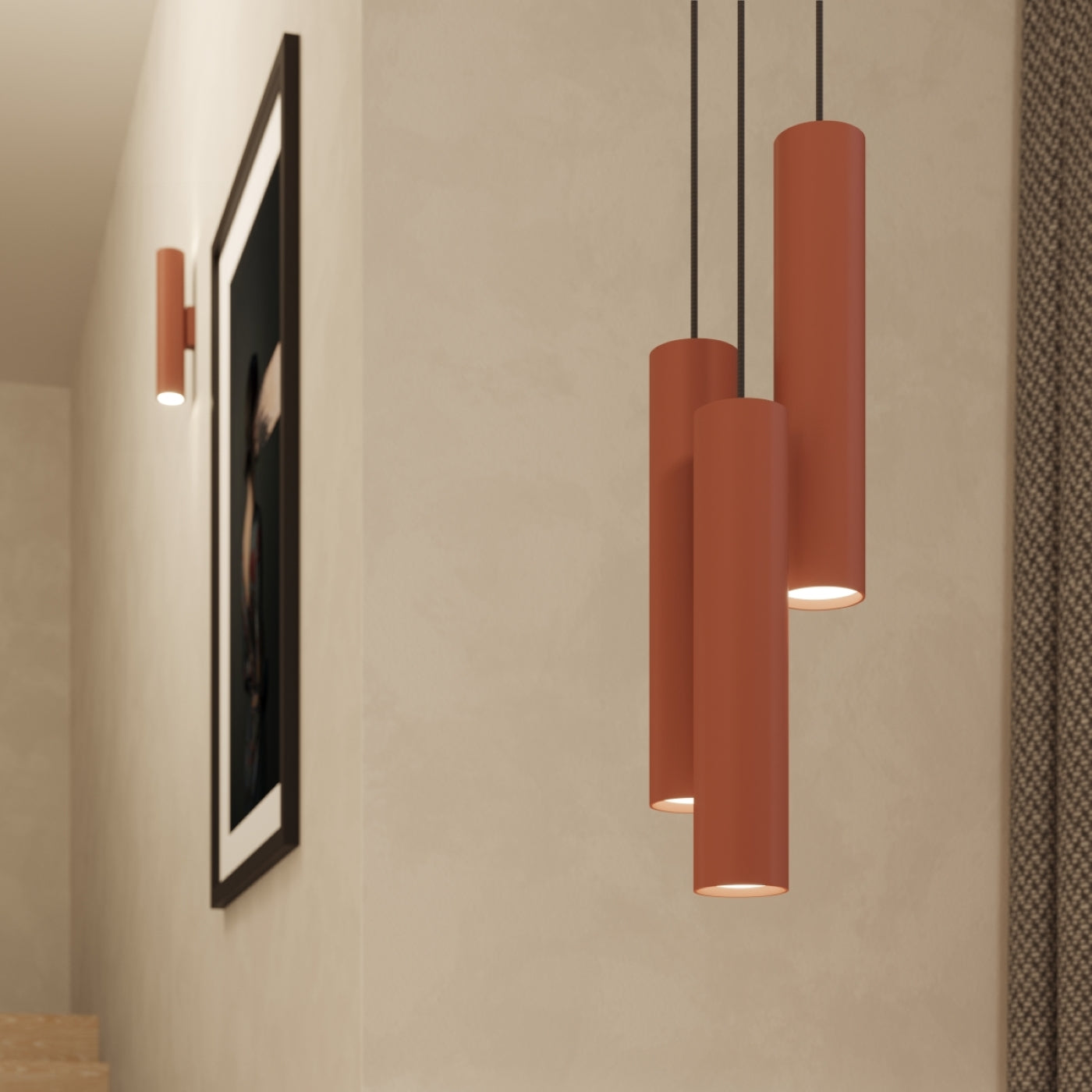 Lampa wisząca Lagos 3P ochra czerwona