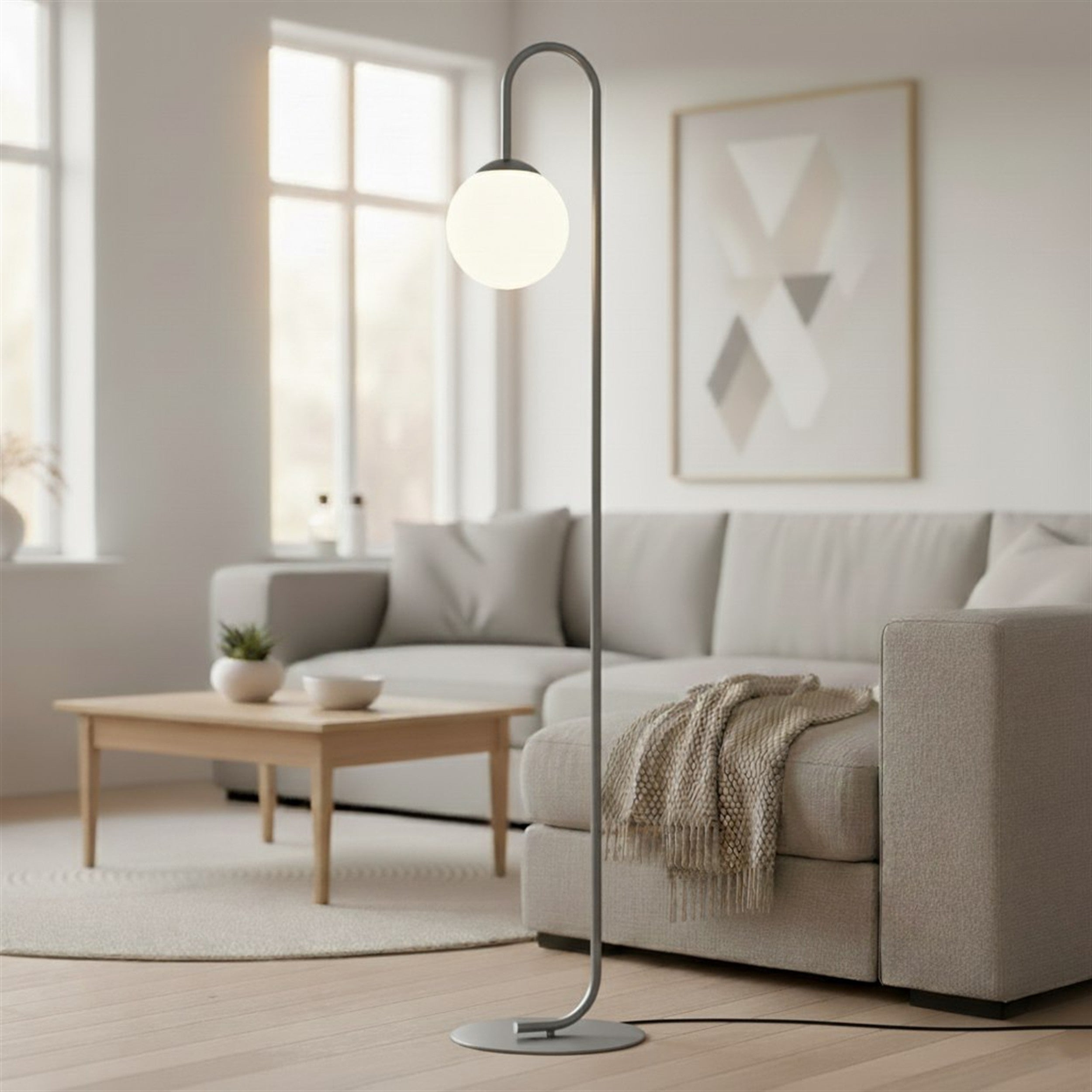 Lampa podłogowa Flor 150 cm szara