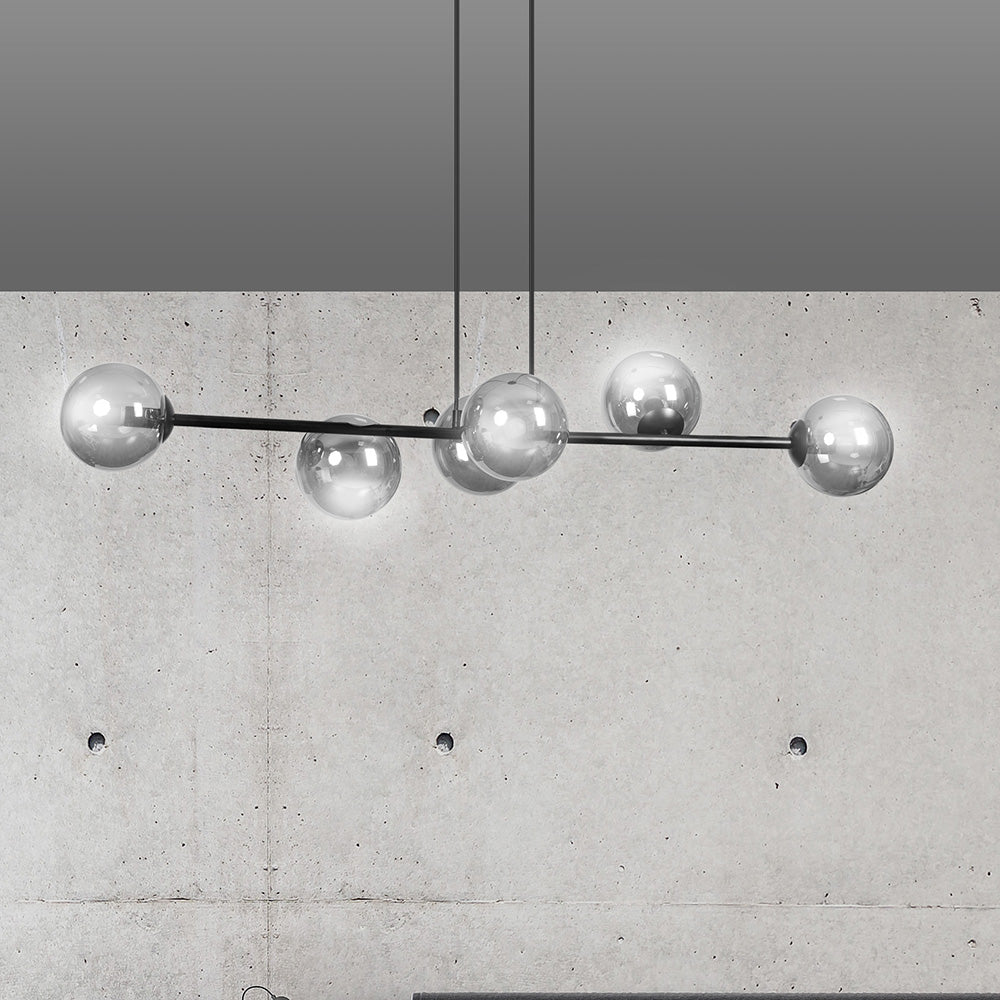 Lampa wisząca Sulmona czarna z grafitowymi kloszami x6