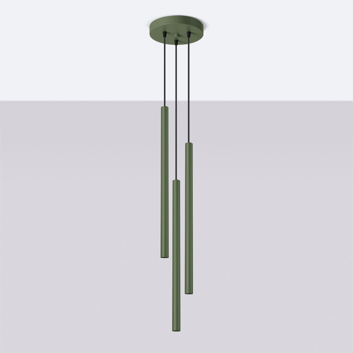 Lampa wisząca Pastelo 3P zielona oliwka