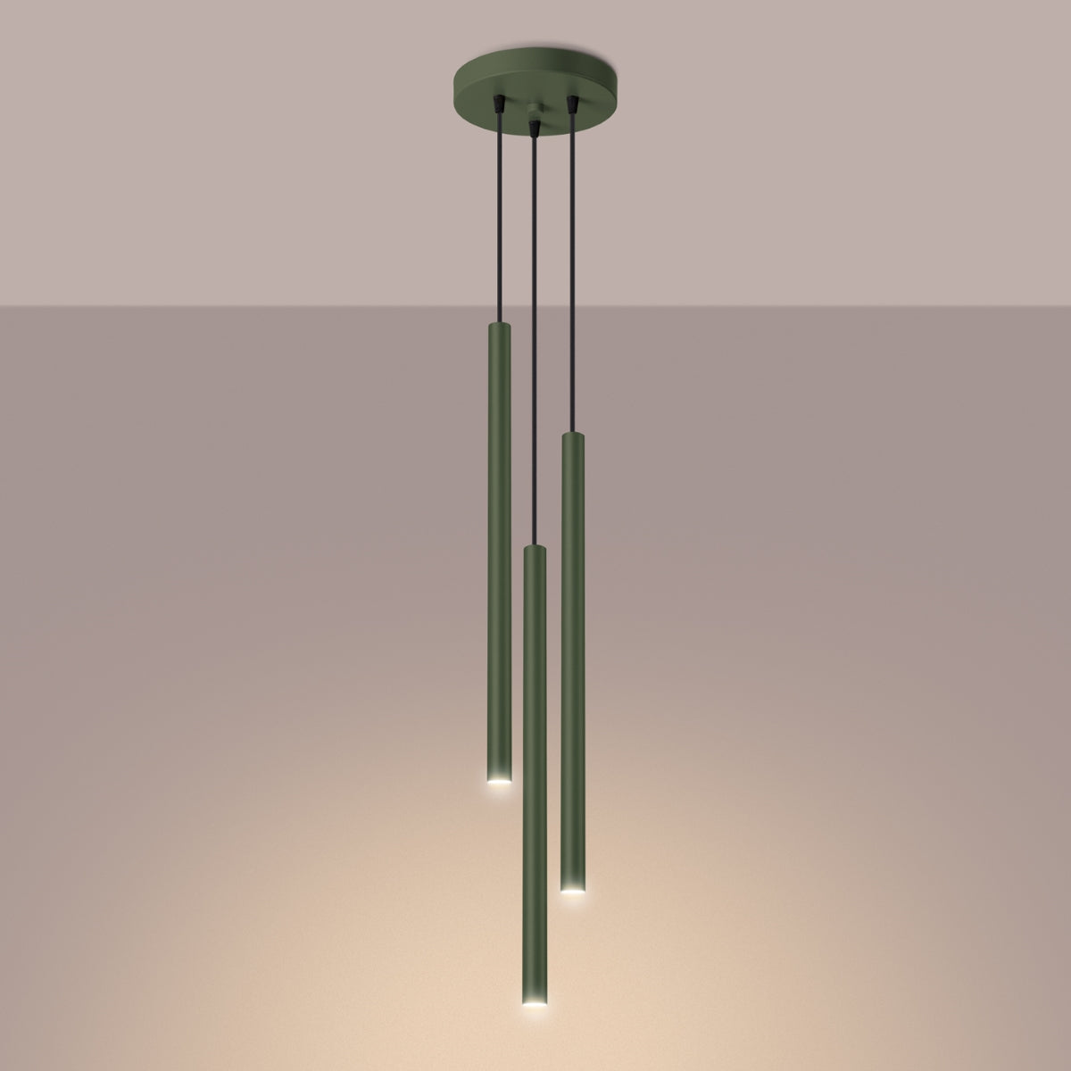 Lampa wisząca Pastelo 3P zielona oliwka
