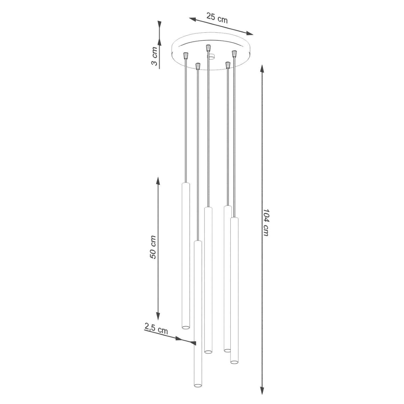 Lampa wisząca Pastelo 5P zielona oliwka
