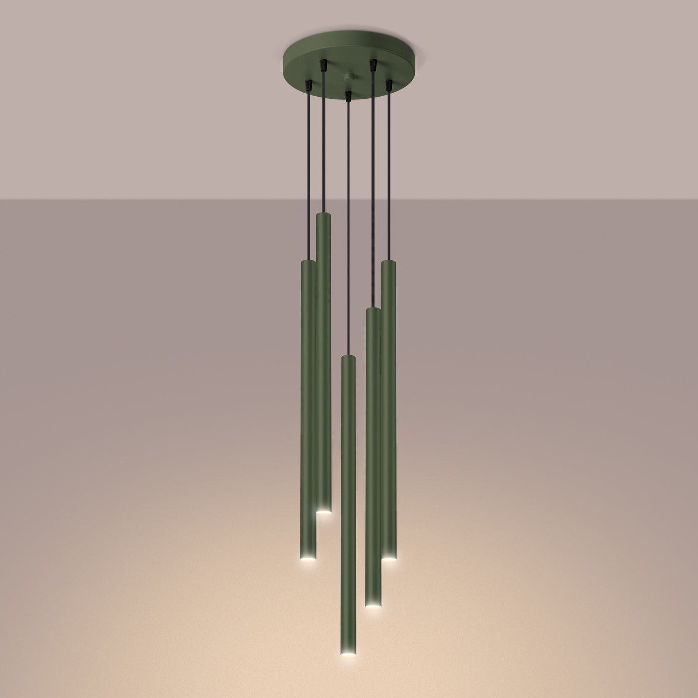 Lampa wisząca Pastelo 5P zielona oliwka