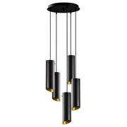 Lampa sufitowa Rientaki x5 spoty na okrągłej podsufitce czarna