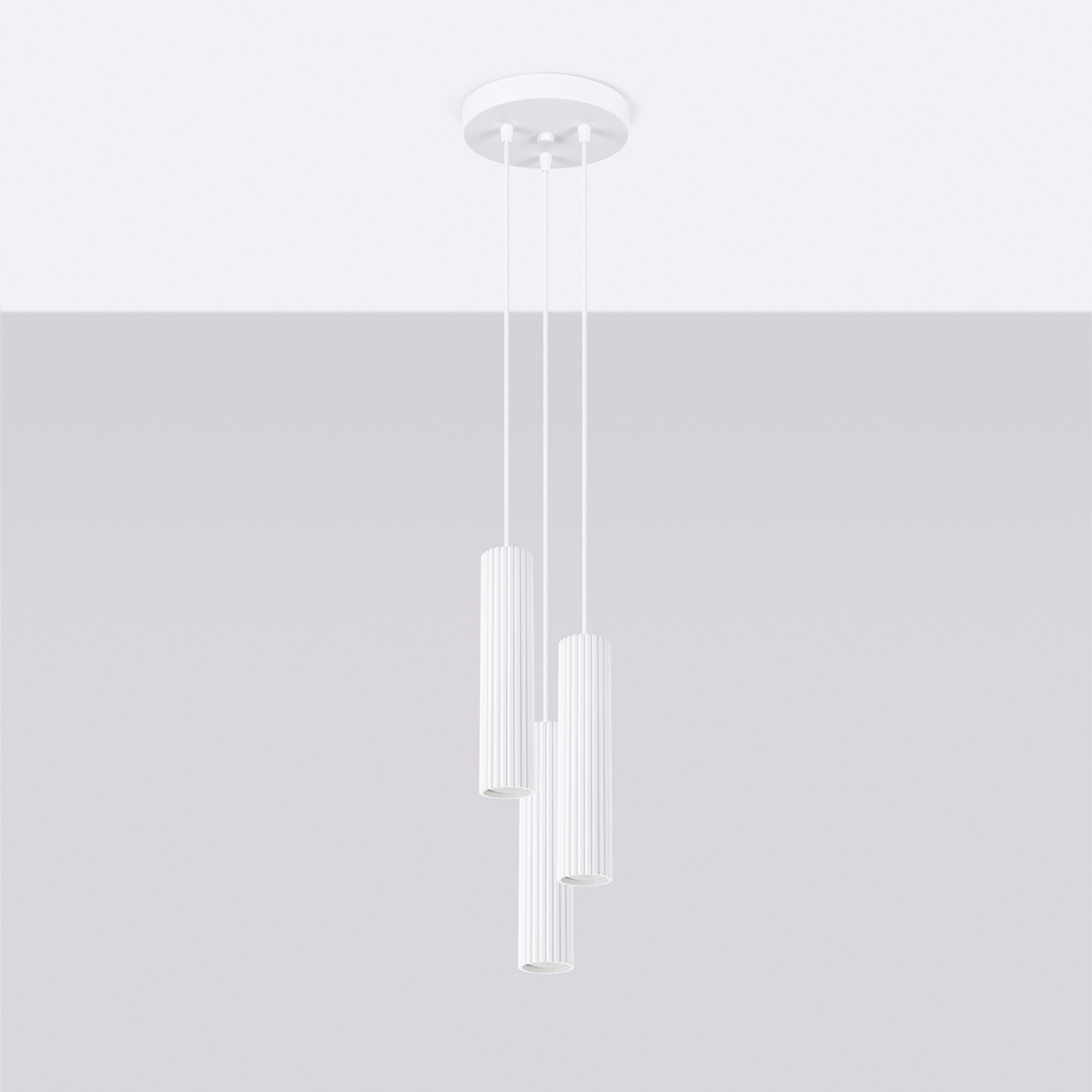 Lampa wisząca Karbon x3 biała na okrągłej podsufitce