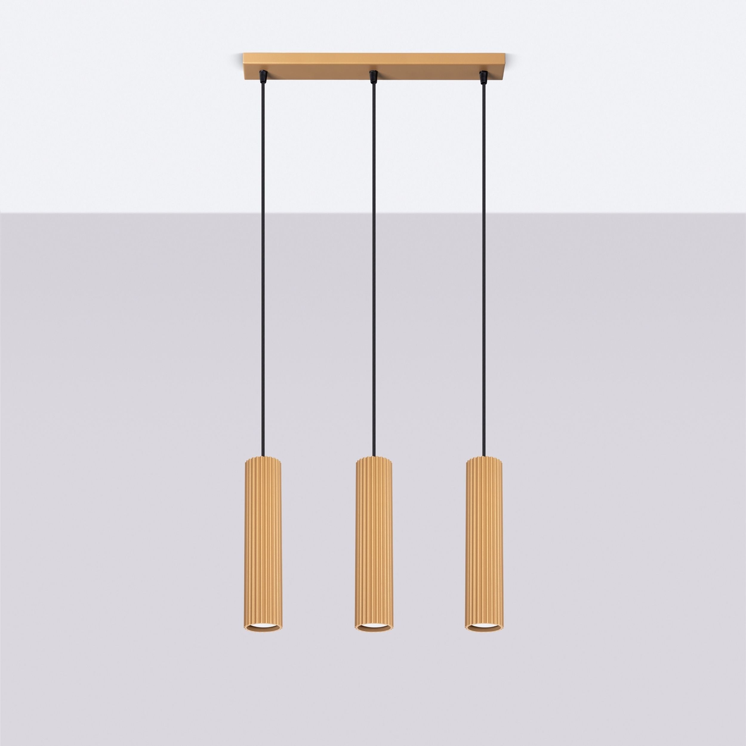 Lampa wisząca Karbon x3 złota